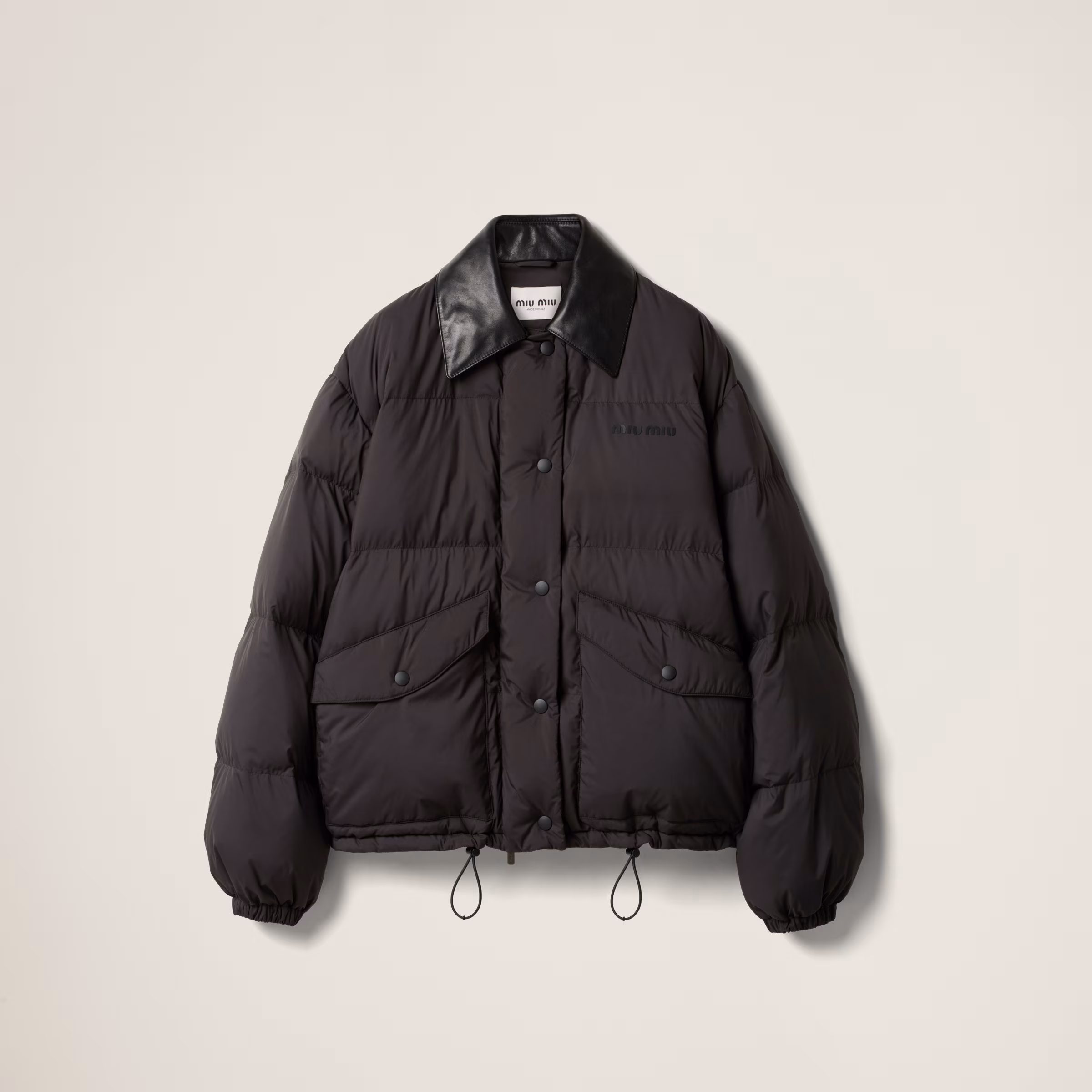 Technical Pongé Cropped Down Jacket