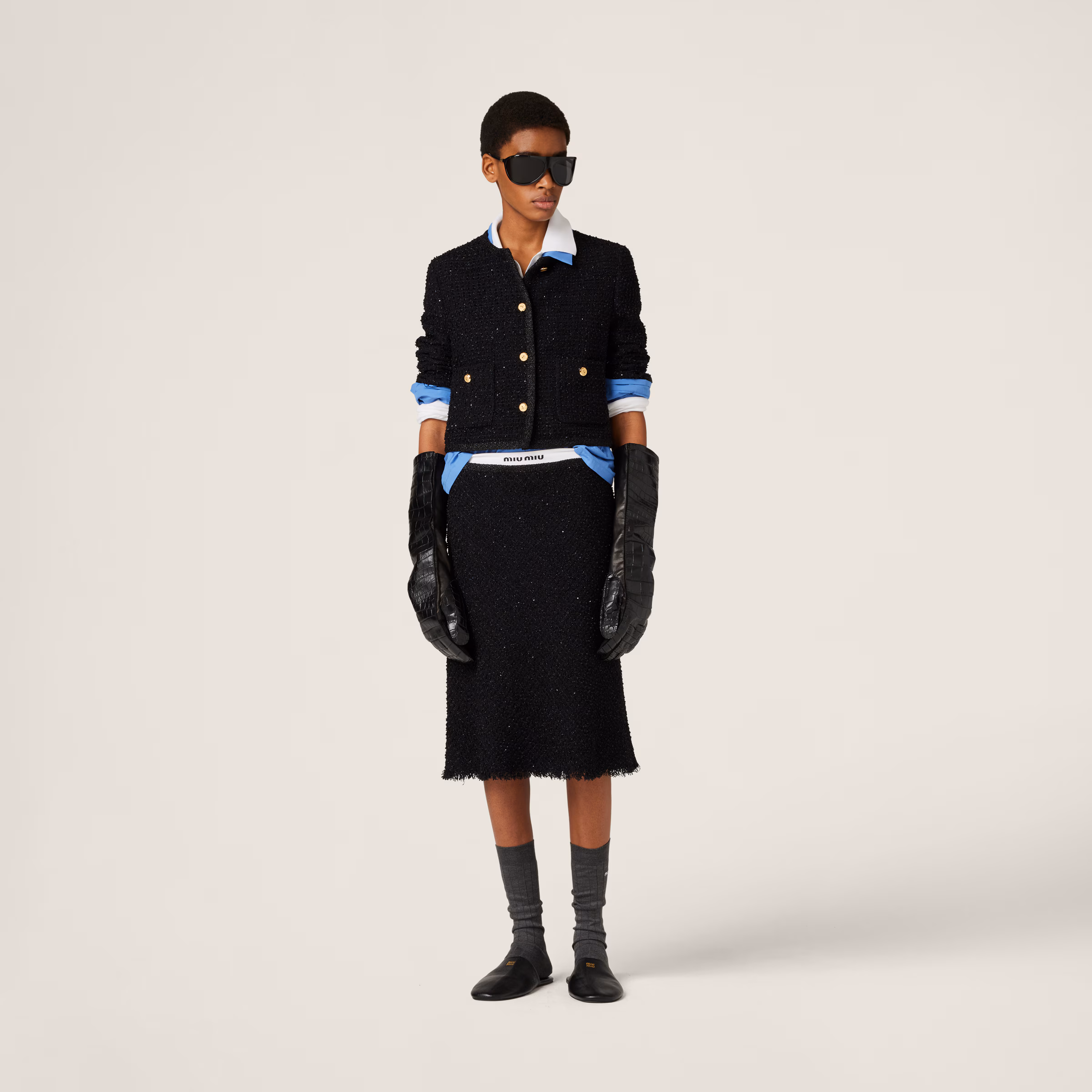 Single-Breasted Lamé Bouclé Jacket