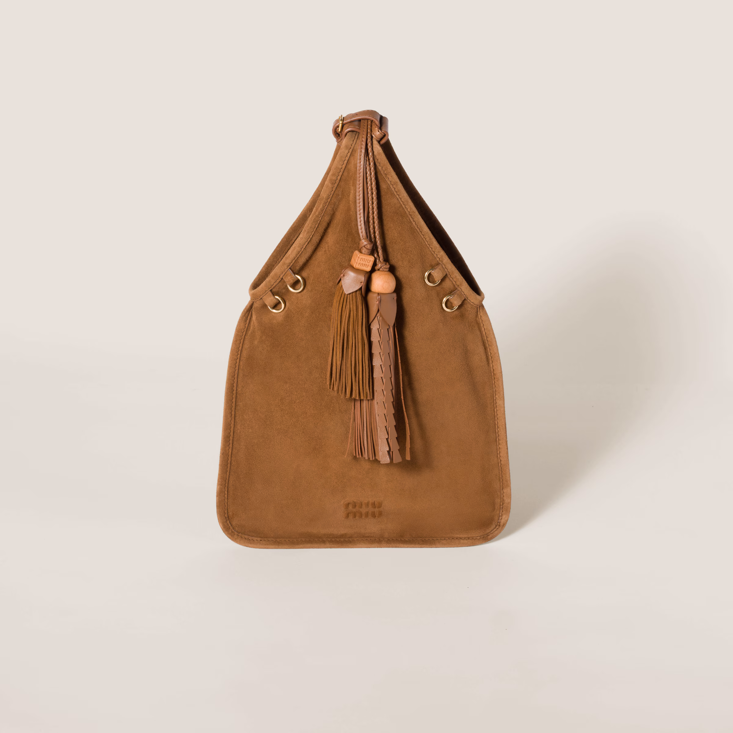 Suede Handbag With Tassels