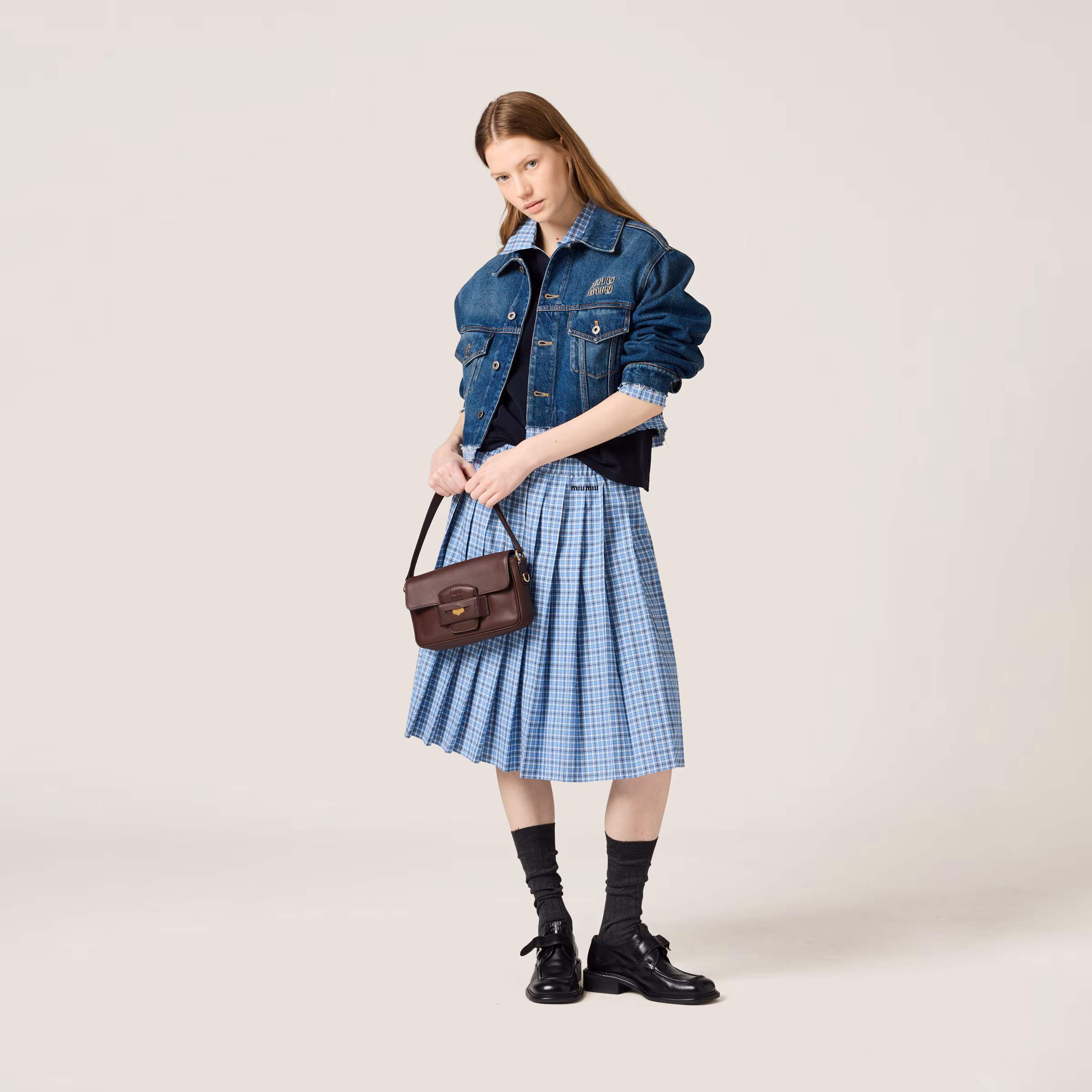 Pleated Check Skirt