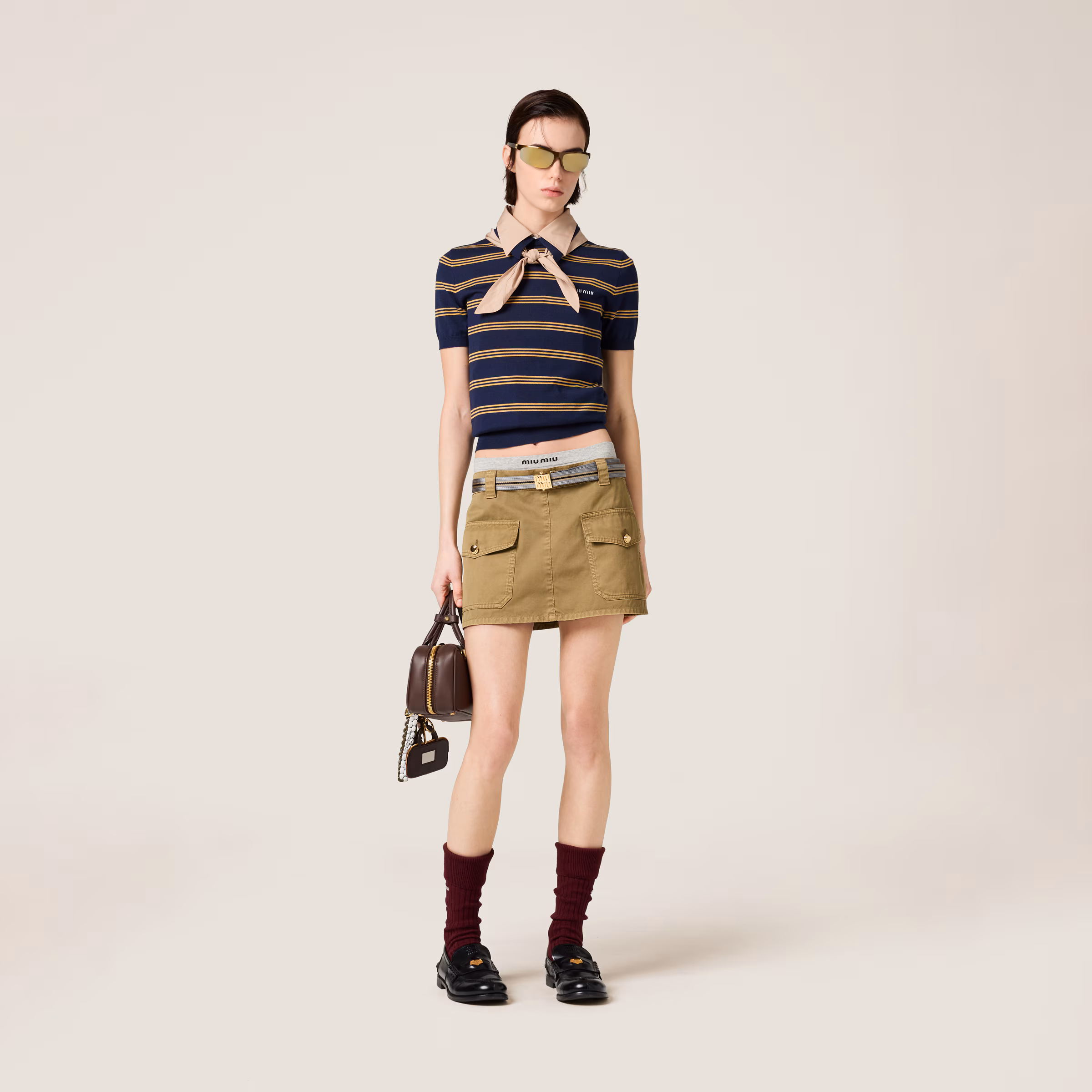 Striped Cashmere And Silk Polo Sweater