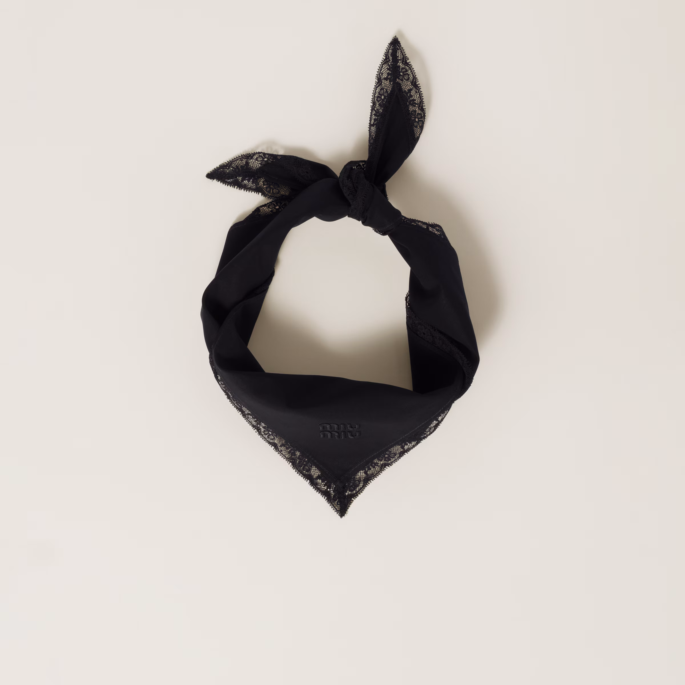 Poplin And Lace Logo Scarf