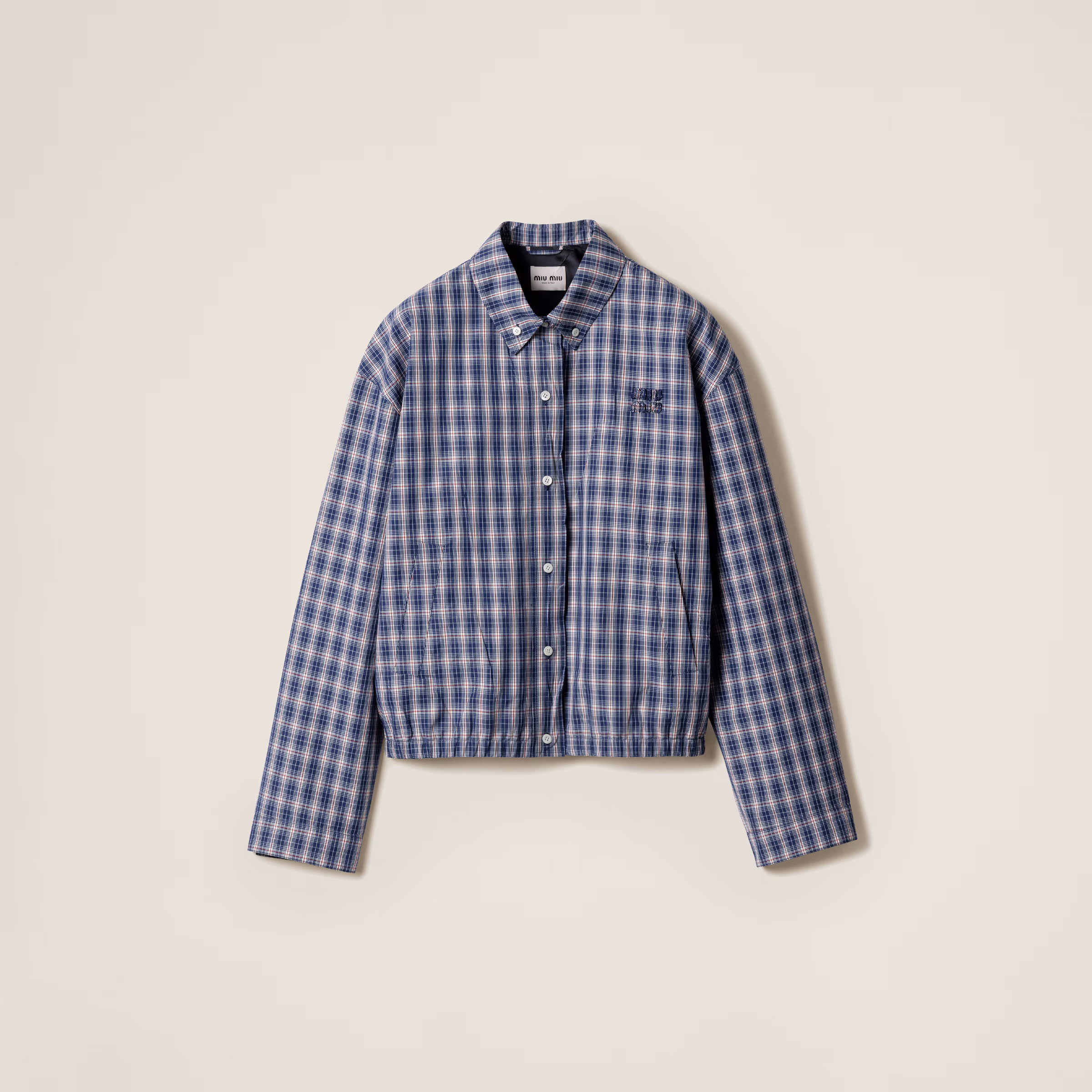 Checked Fabric Blouson Jacket