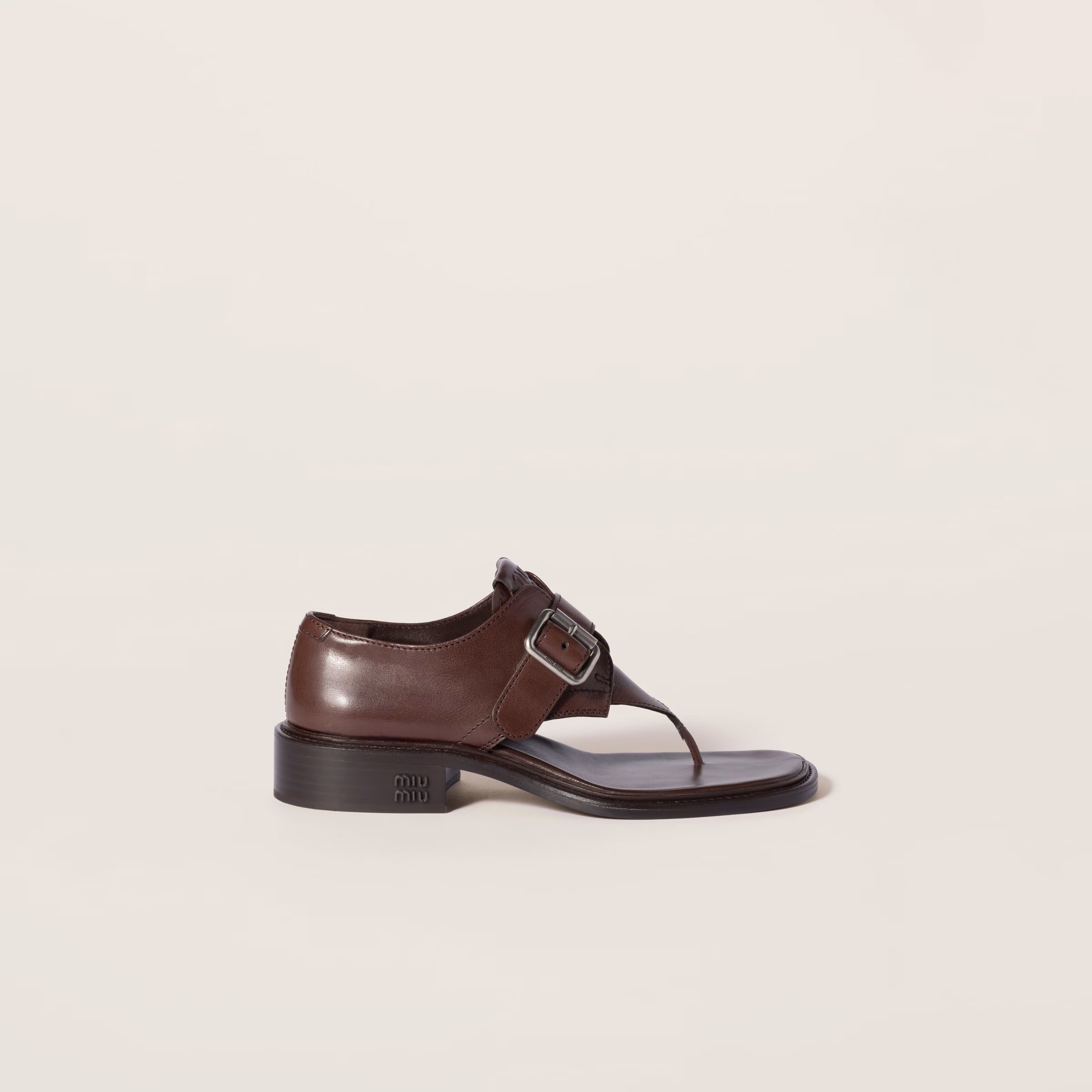 Leather Thong Sandals With Buckle