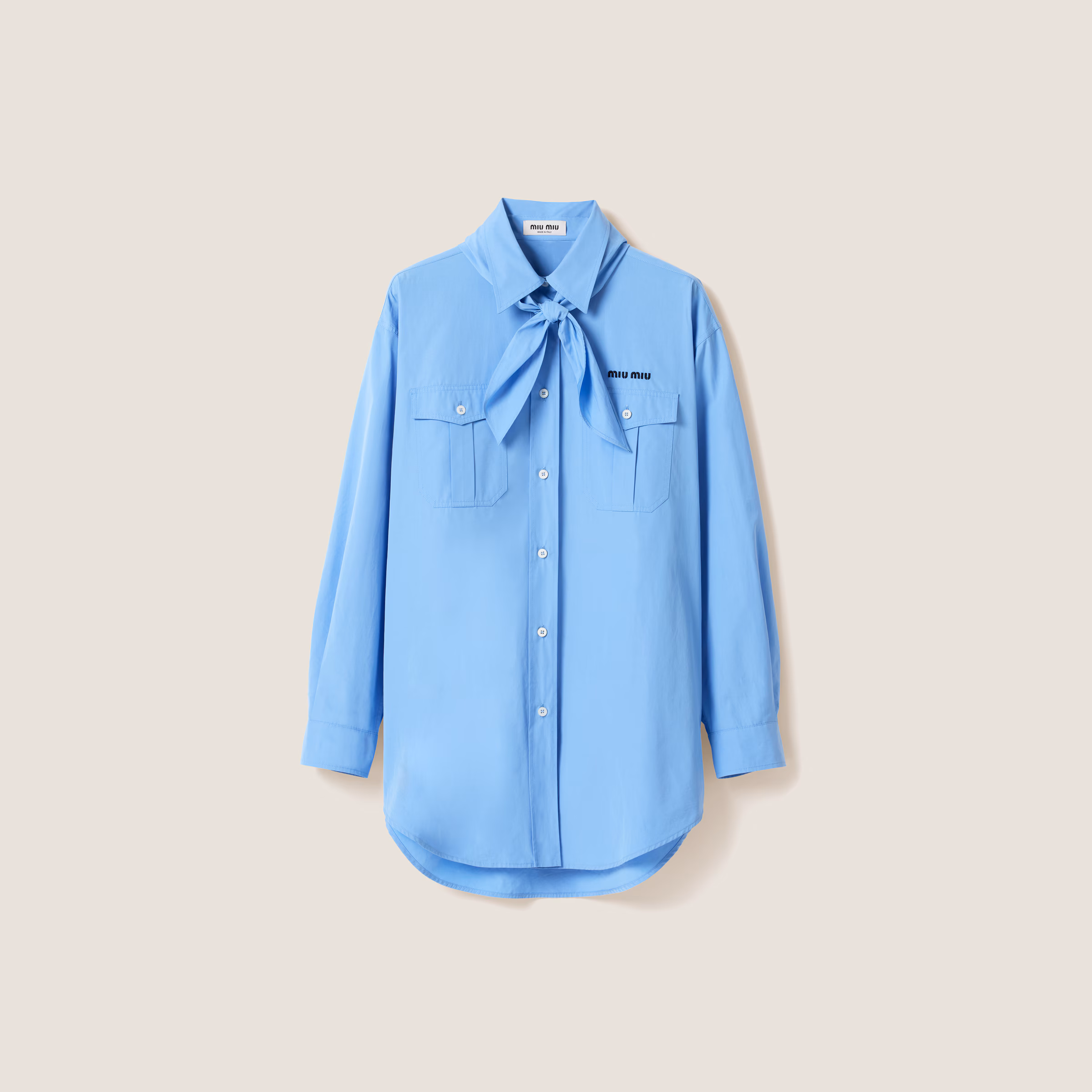 Poplin Shirt With Scarf