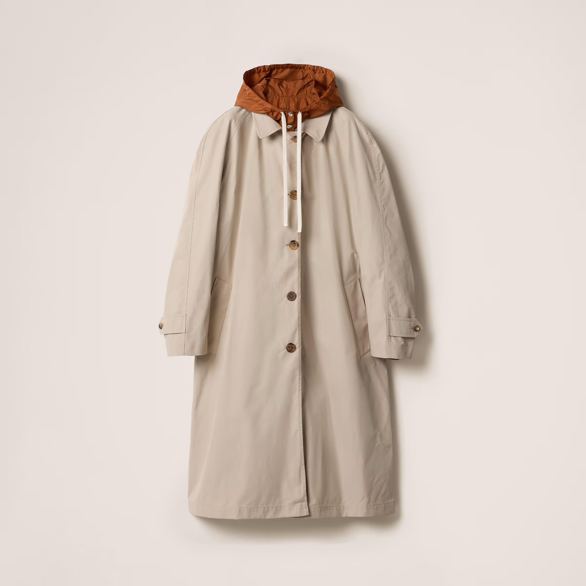 Reversible Single-Breasted Panama Cotton And Technical Pongé Coat