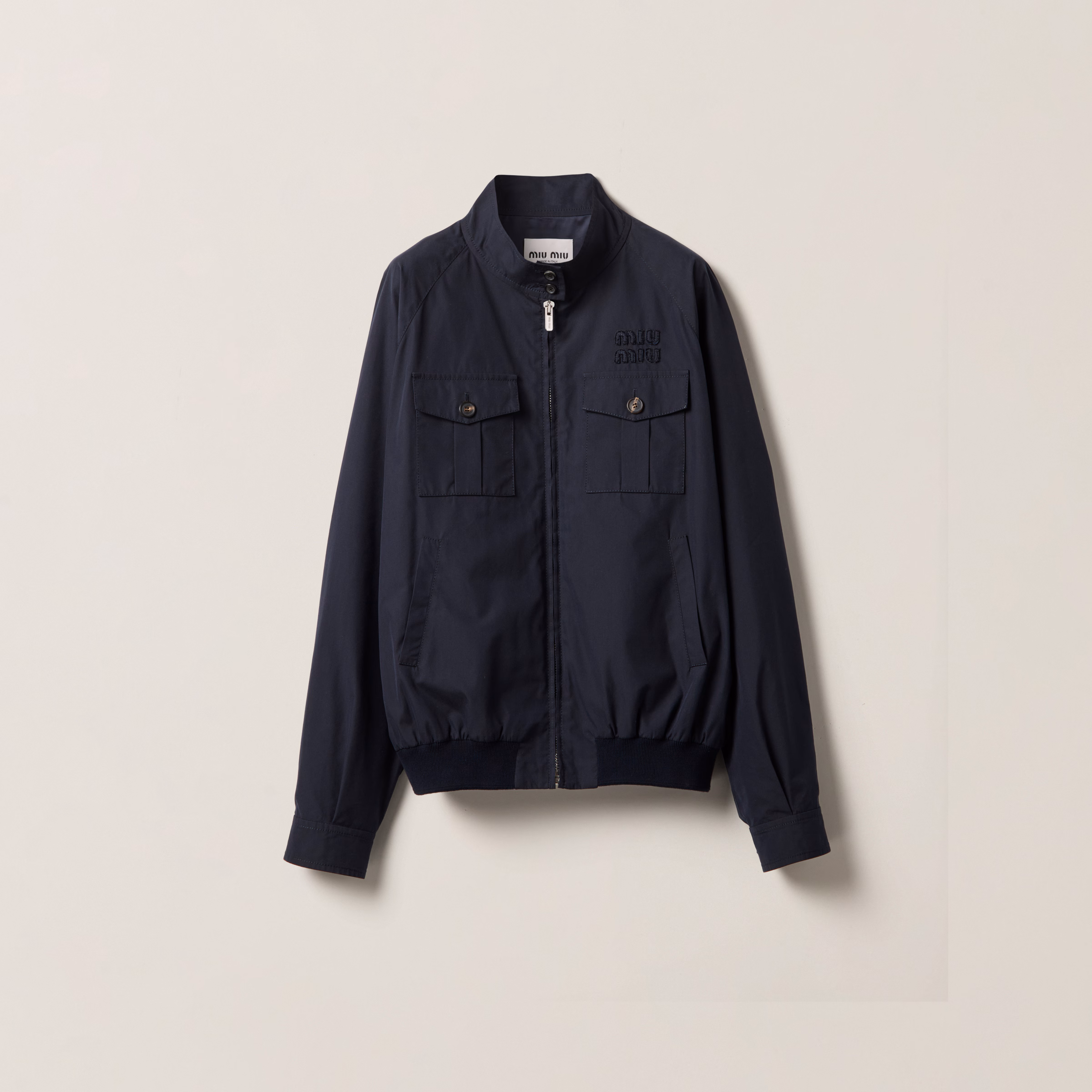 Panama Cotton Blouson Jacket With Pockets