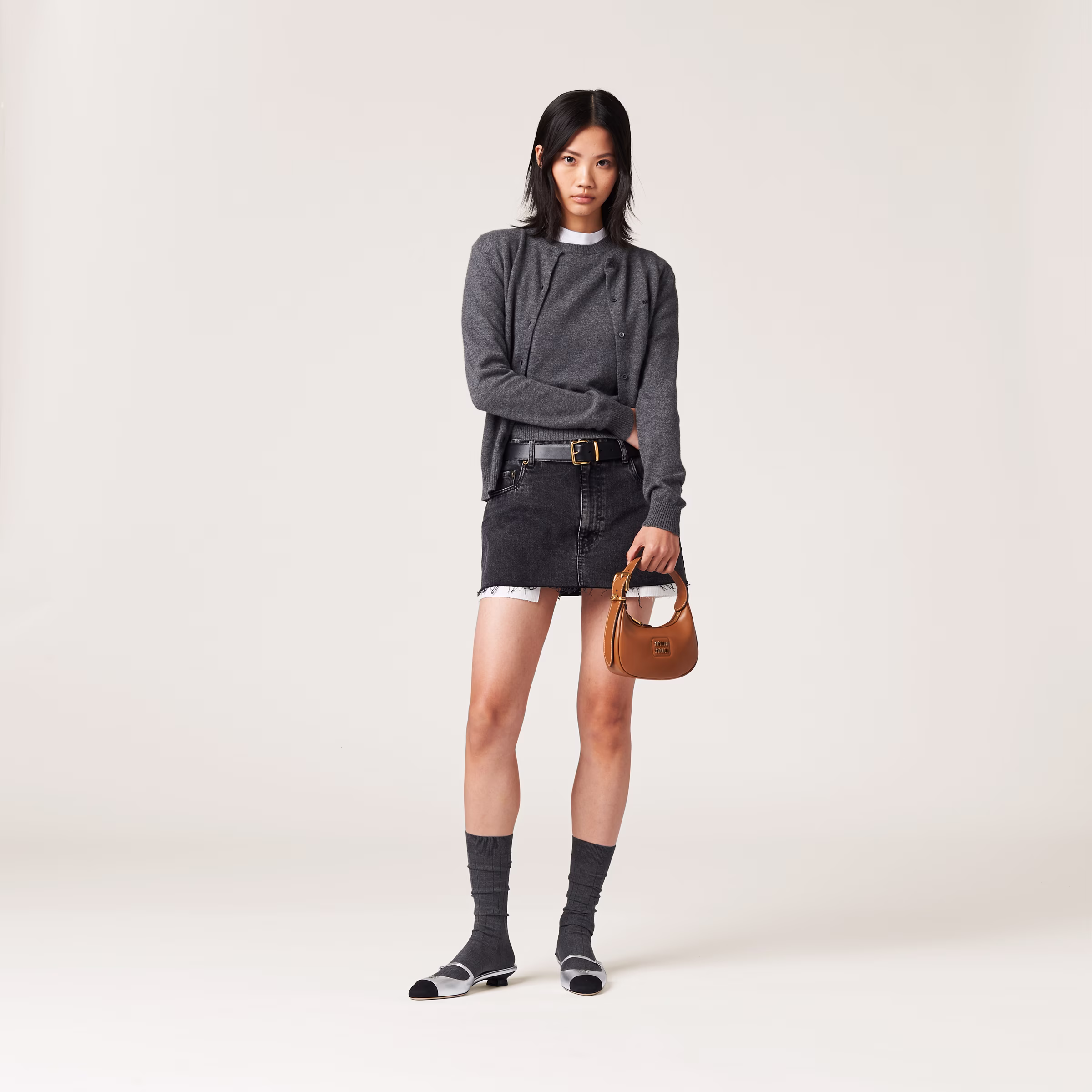 Black Denim Miniskirt