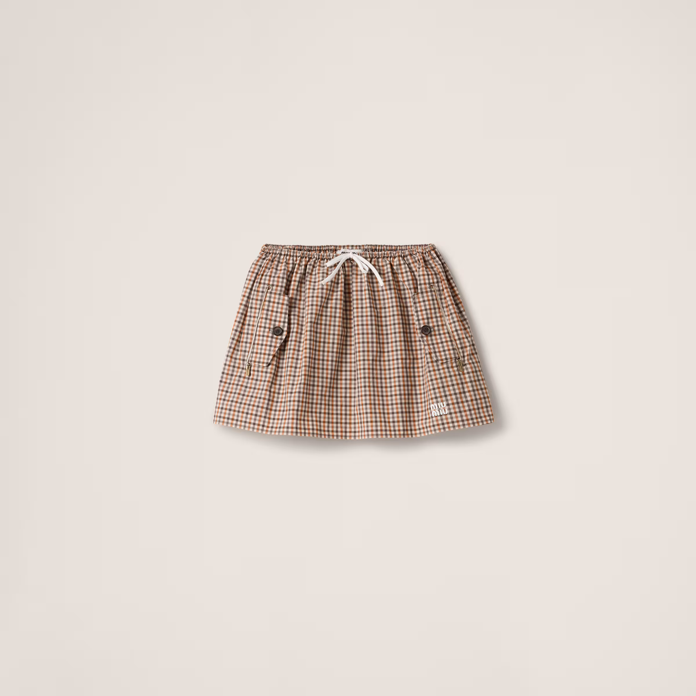 Gingham Check Technical Fabric Skirt