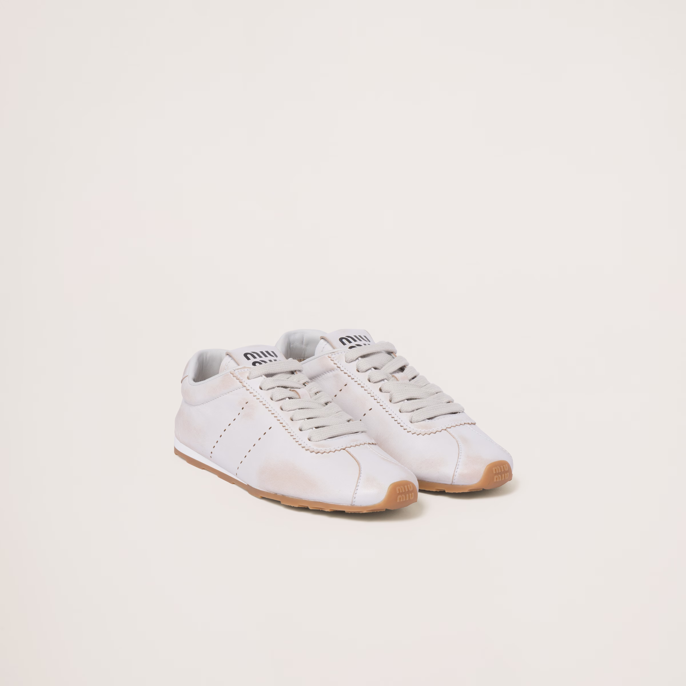 Plume Bleached Nappa Leather Sneakers