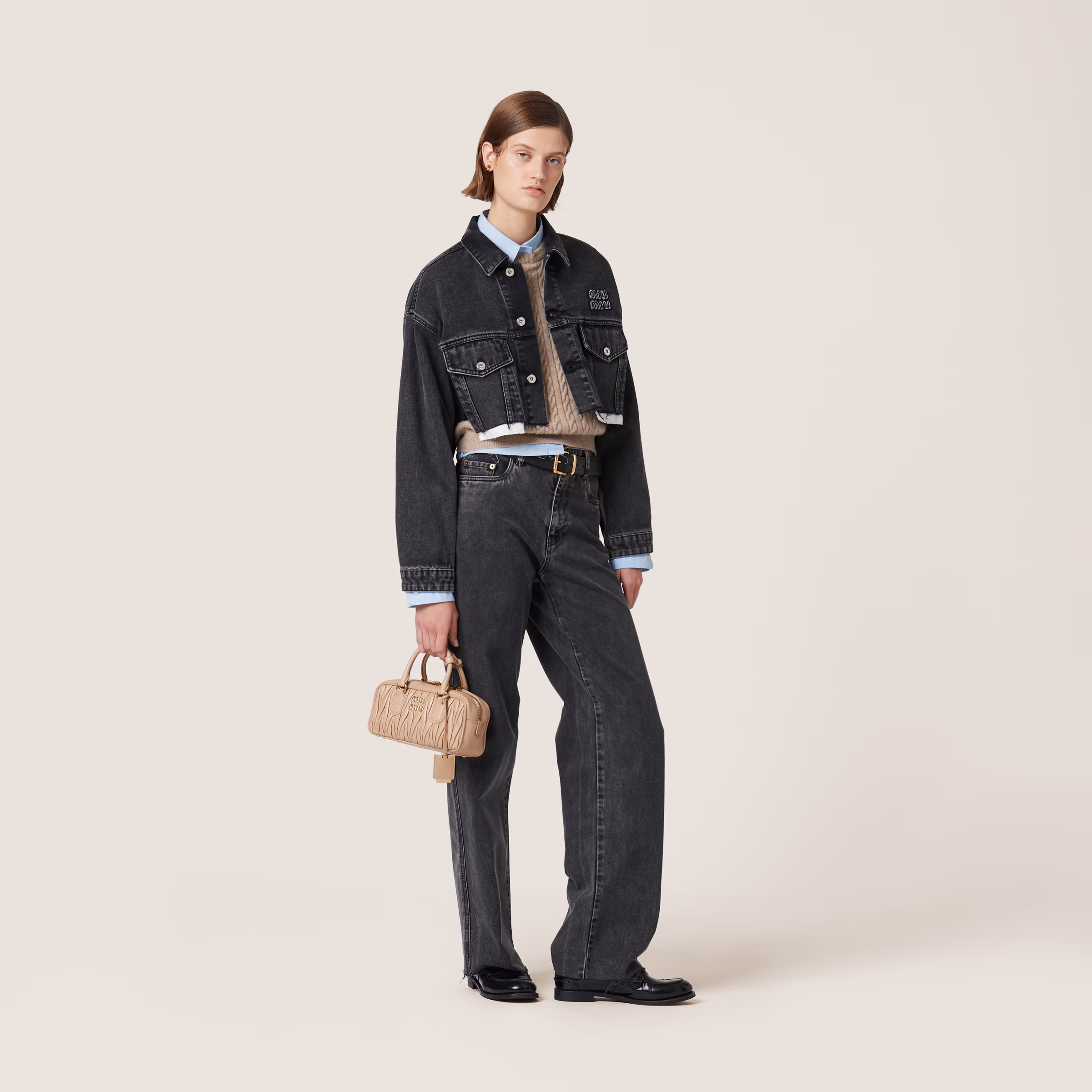 Black Denim Blouson Jacket
