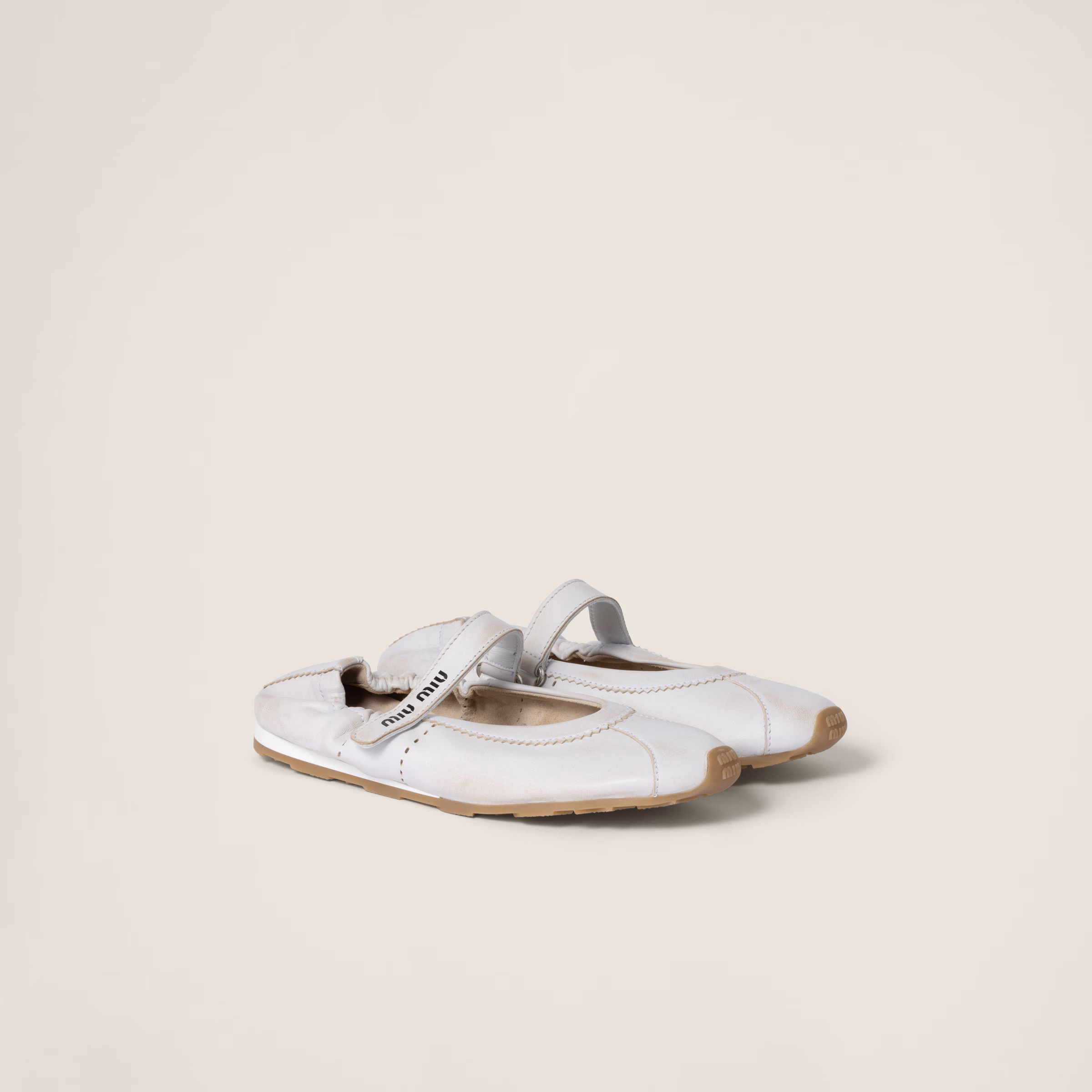 Bleached Nappa Leather Ballerinas