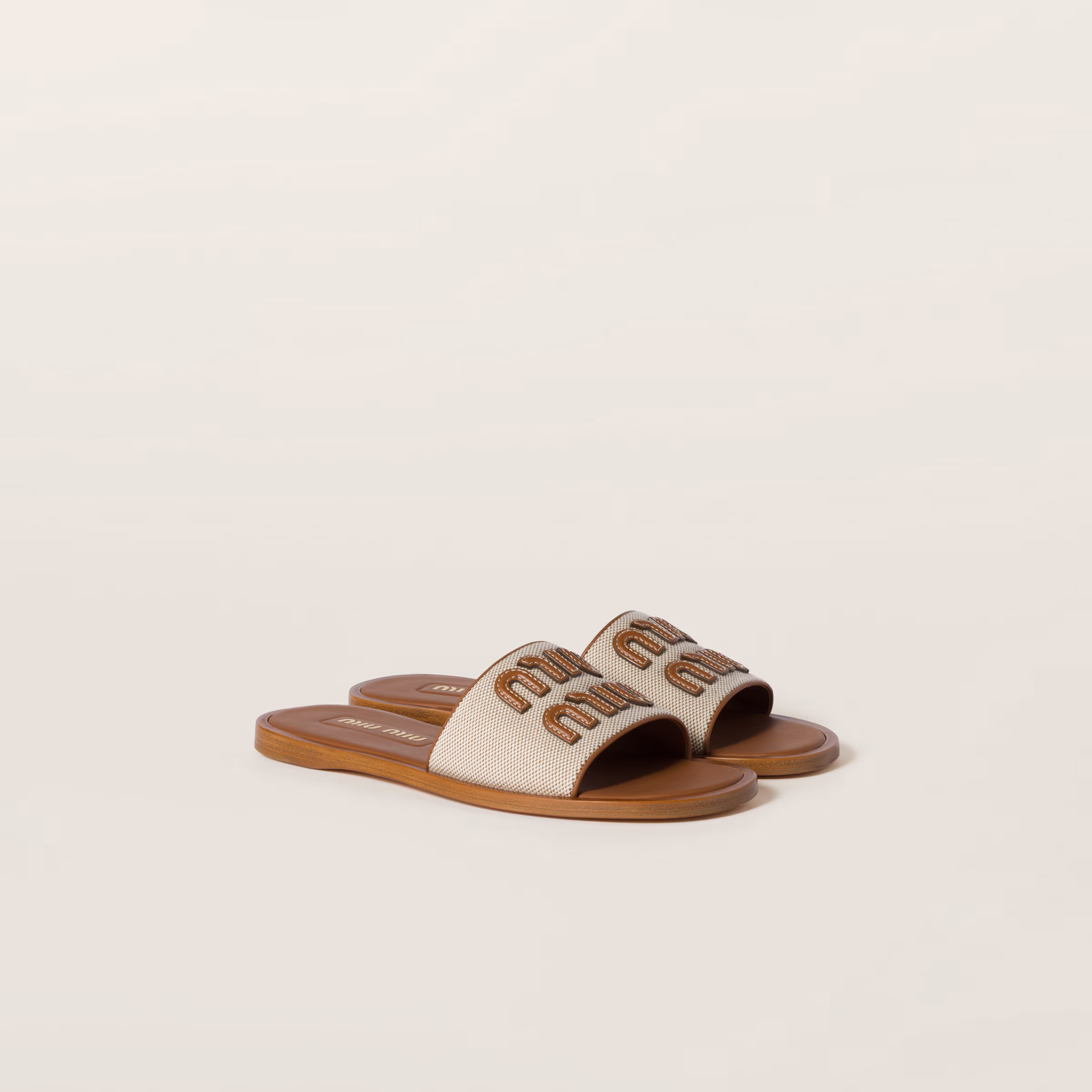 Canvas And Leather Slides