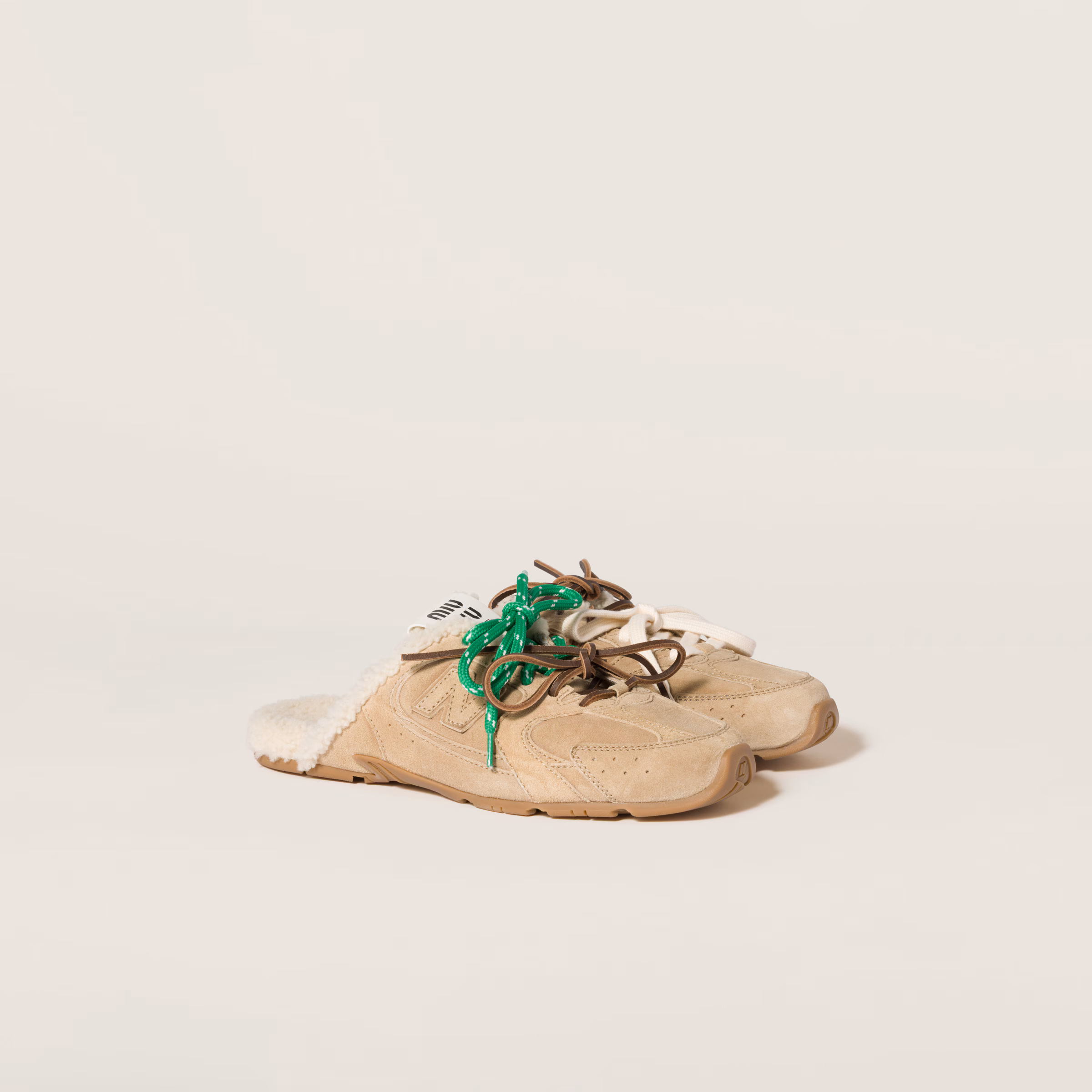 New Balance X Miu Miu 530 Sl Bleached Suede Sneaker Mules
