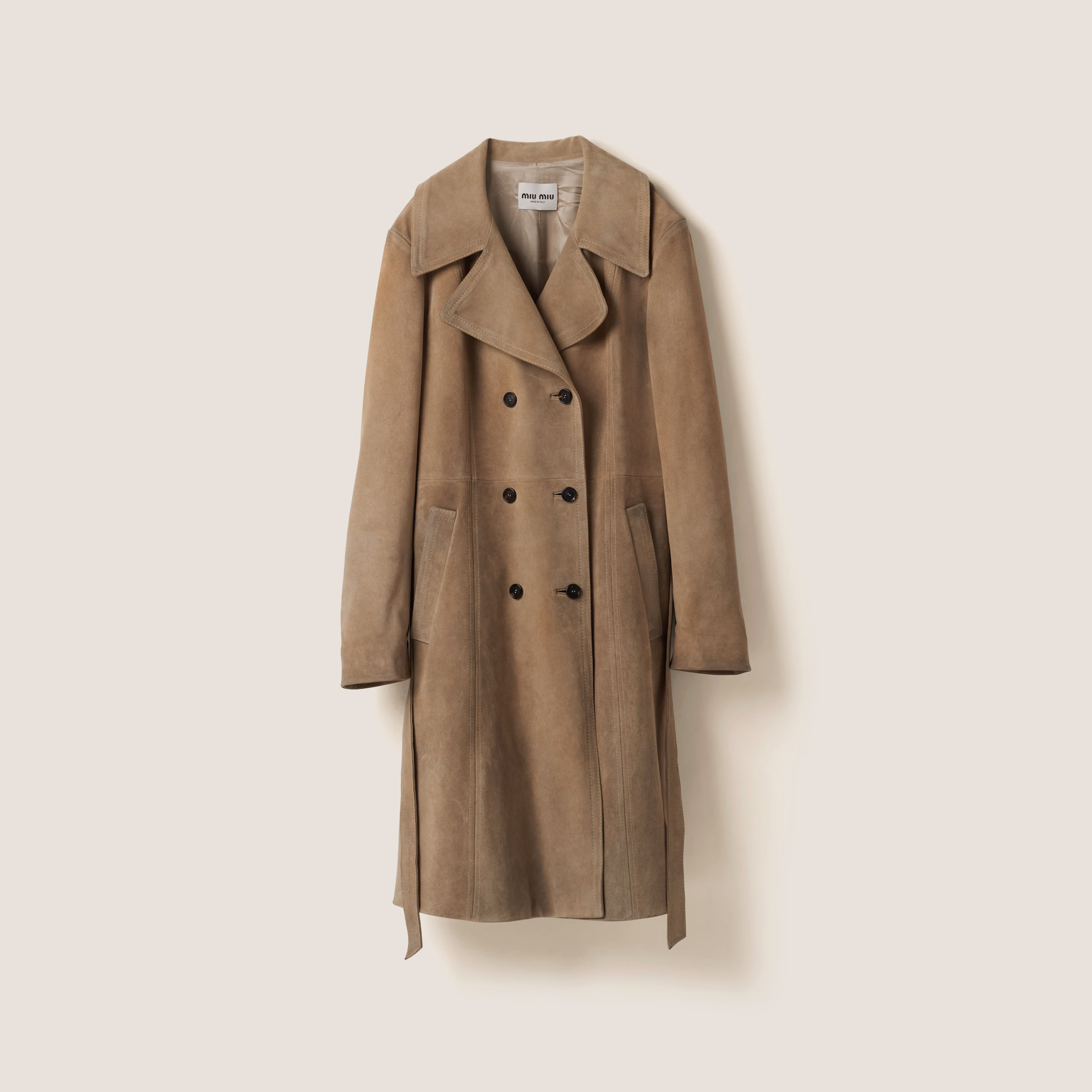 Double-Breasted Suede Coat