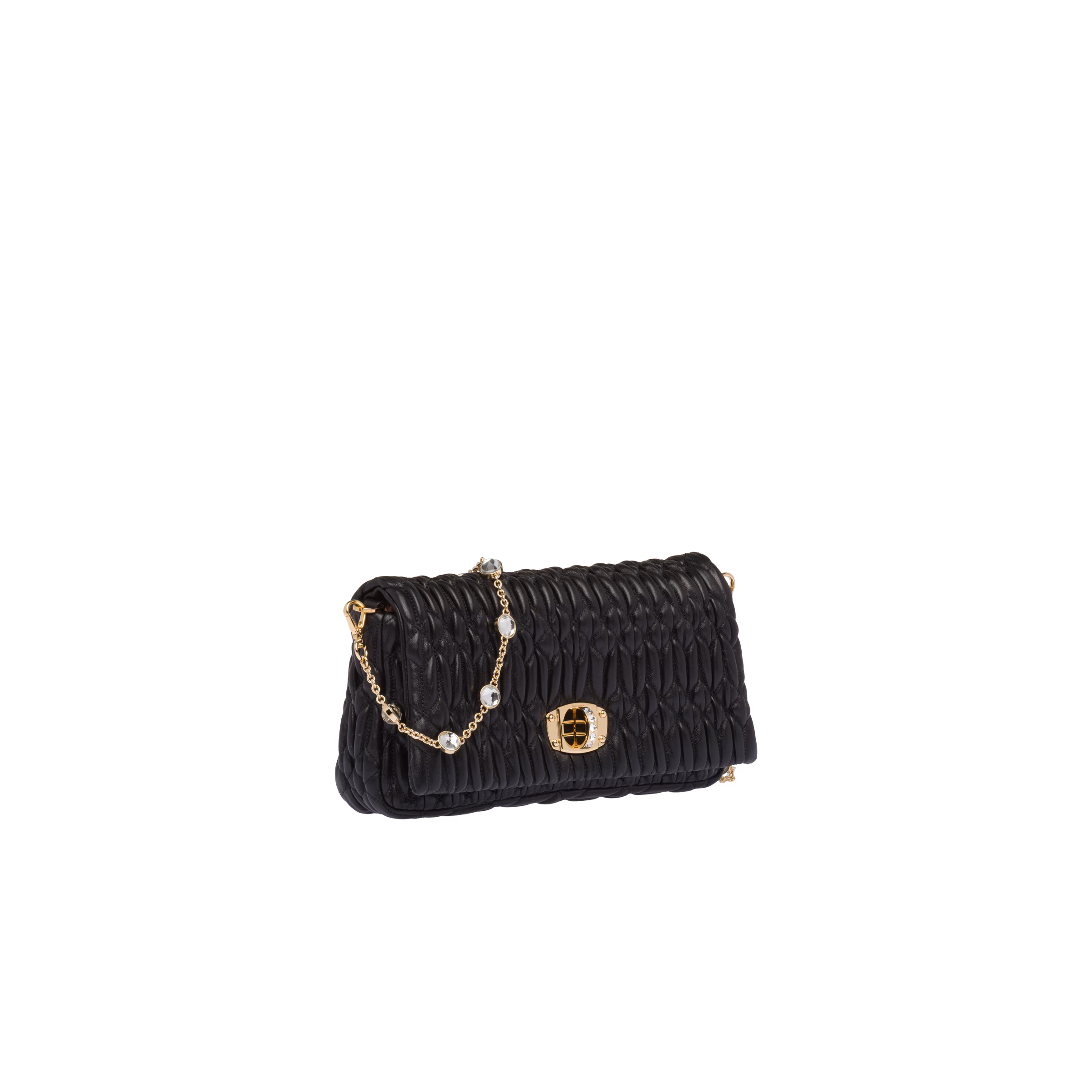 Miu Crystal Cloqué Nappa Leather Bag
