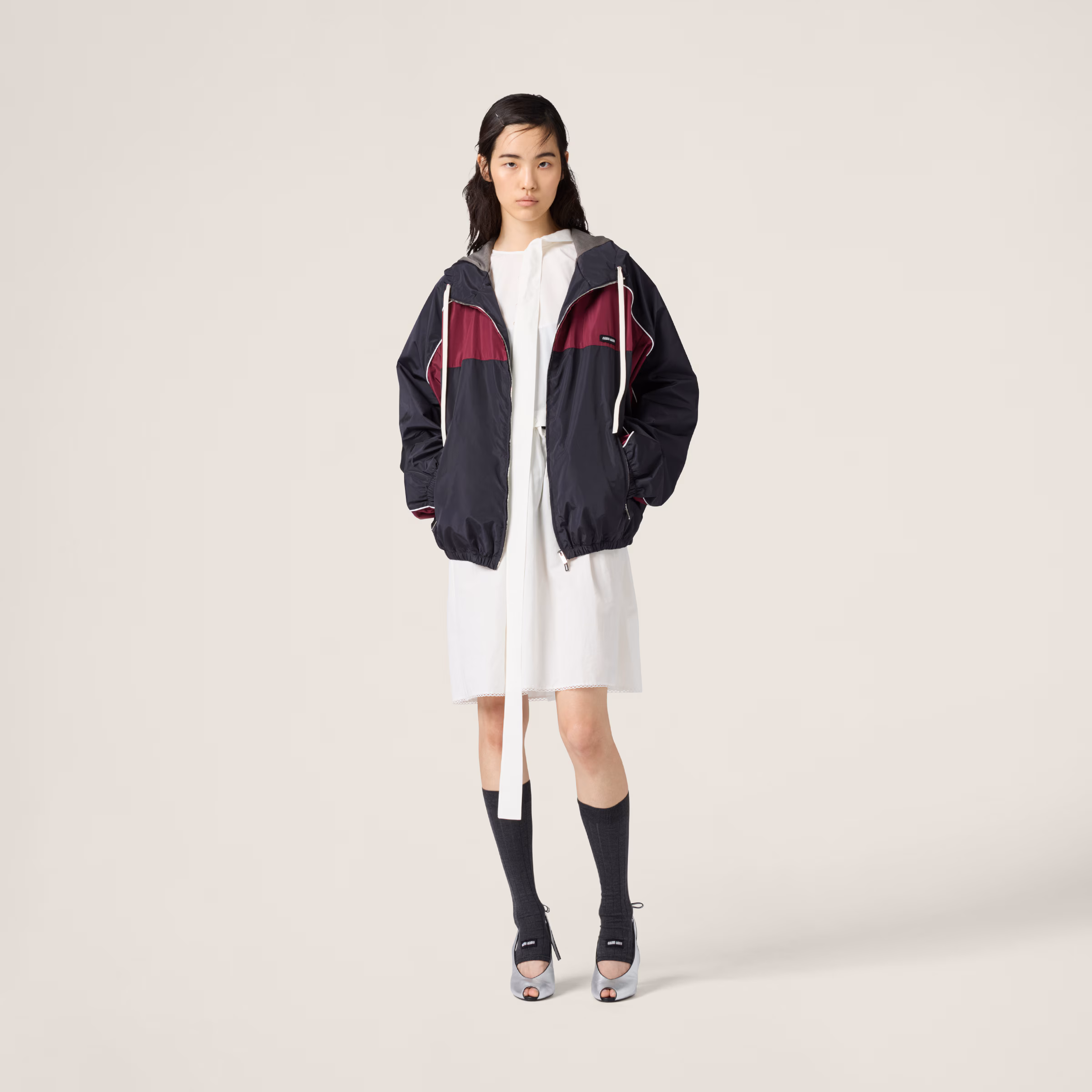 Technical Silk Zipper Blouson Jacket