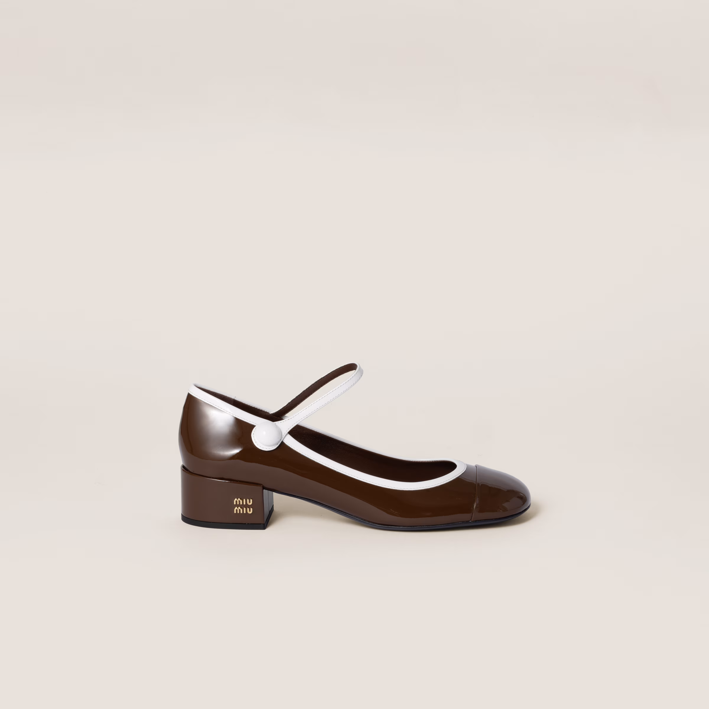 Two-Tone Patent Leather Mary Jane Pumps