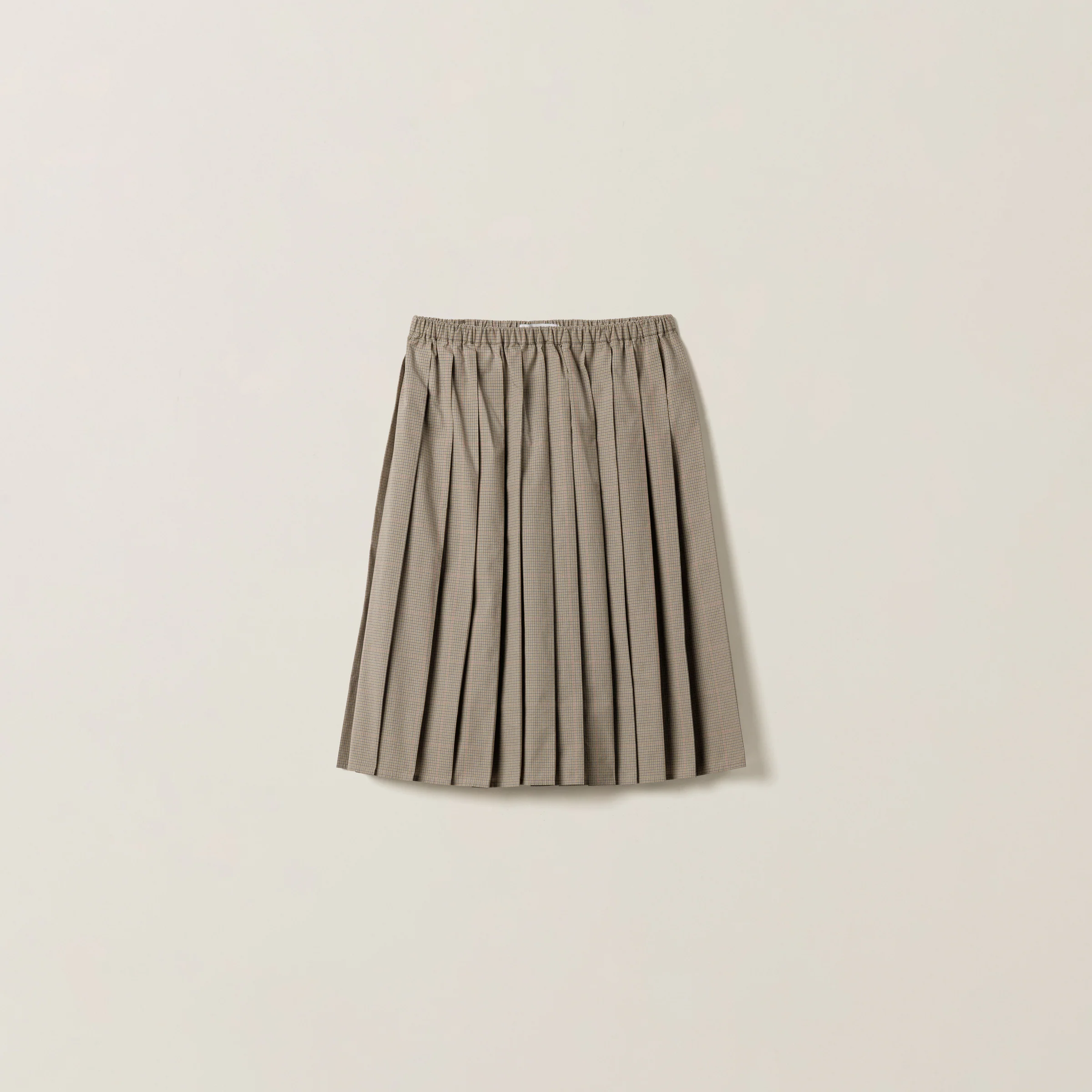 Pleated Checked Technical Fabric Midi-Skirt
