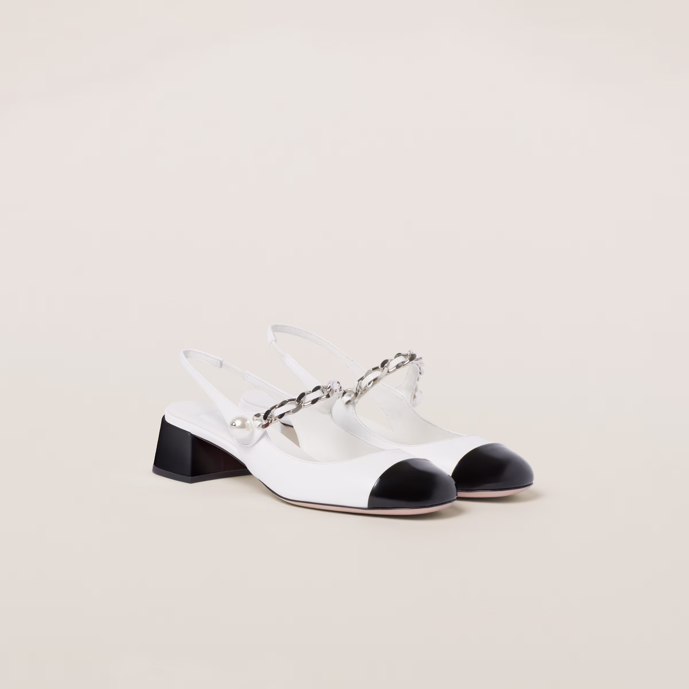 Two-Tone Patent Leather Slingback Pumps