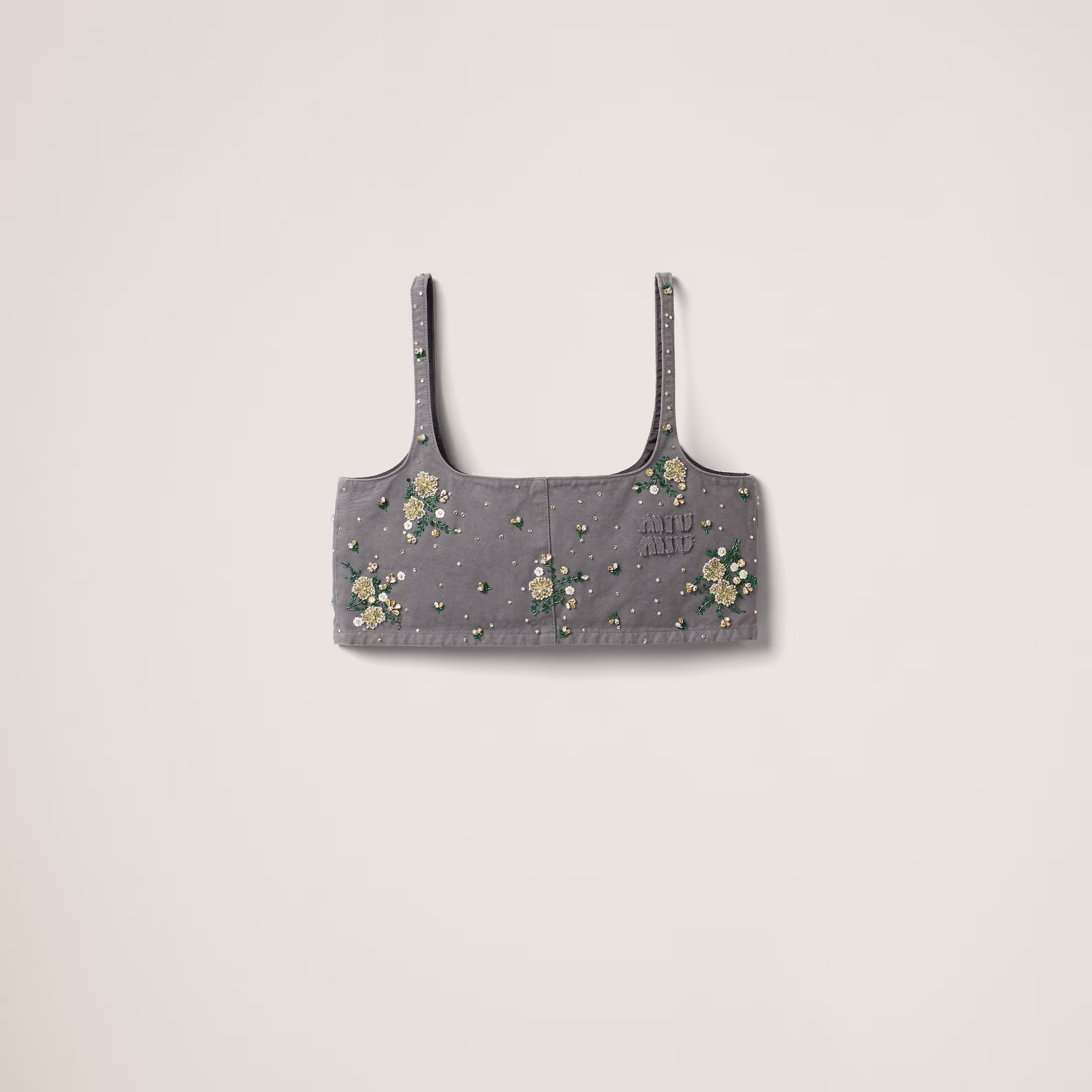 Embroidered Garment-Dyed Gabardine Top