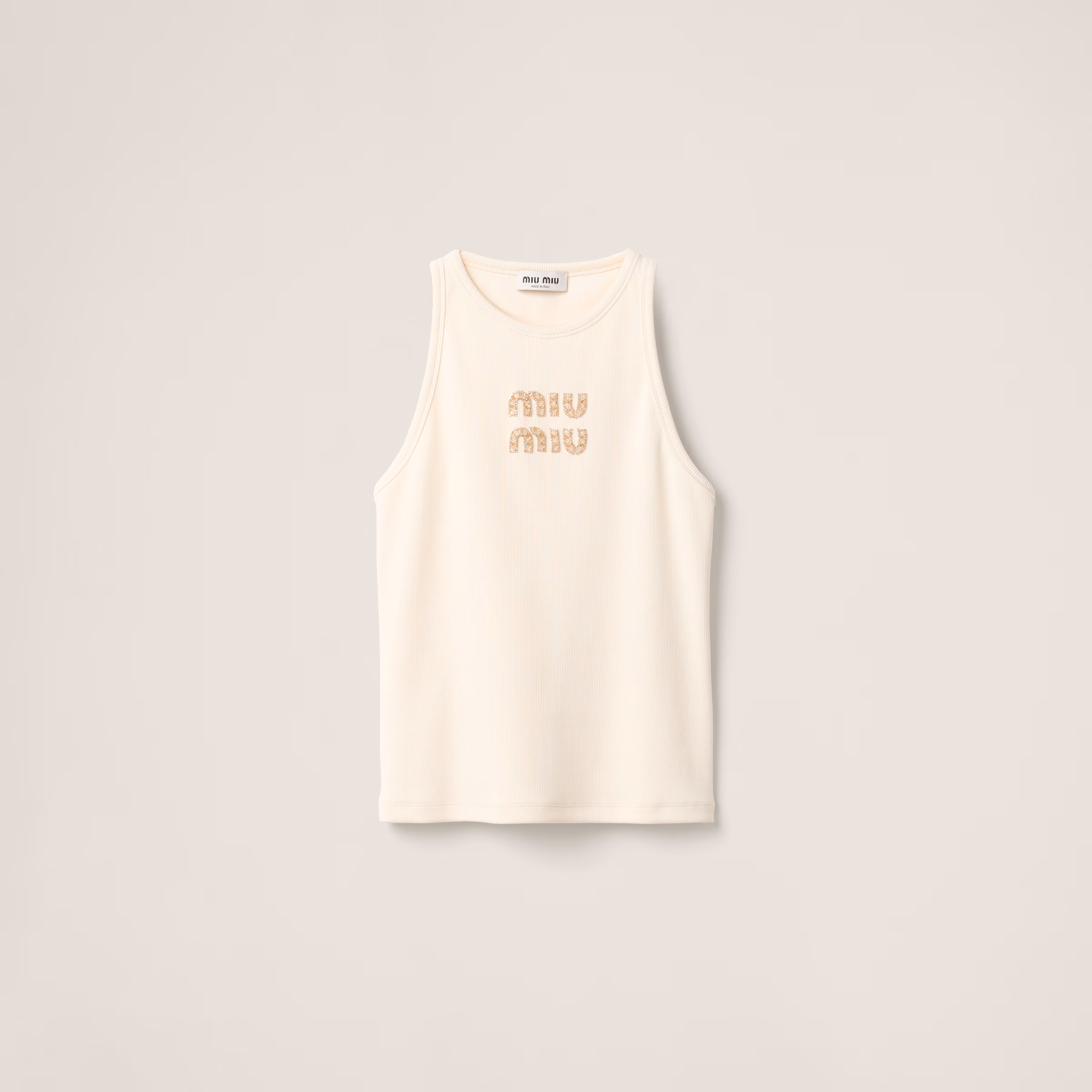 Ribbed Jersey Top With Embroidered Logo