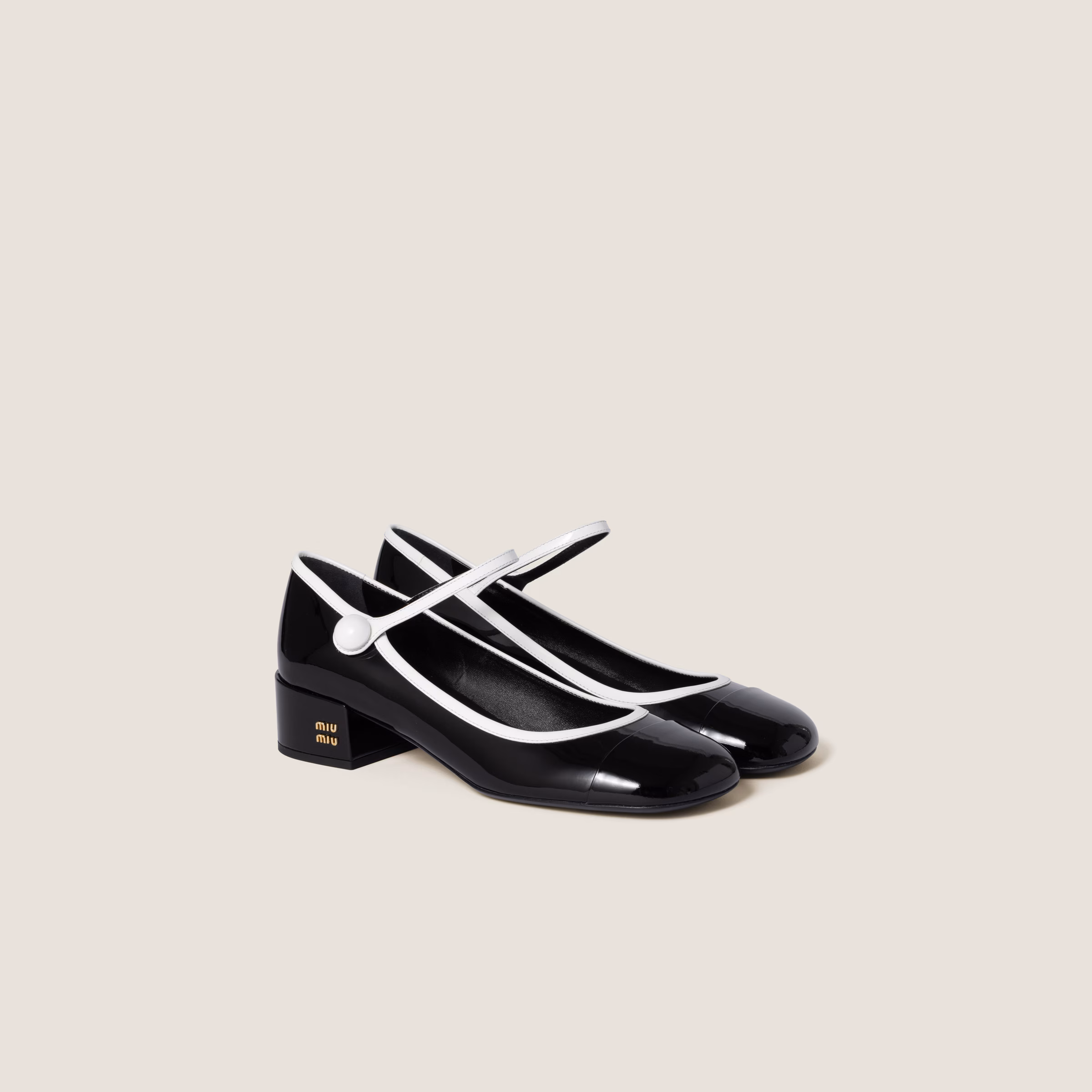 Two-Tone Patent Leather Mary Jane Pumps