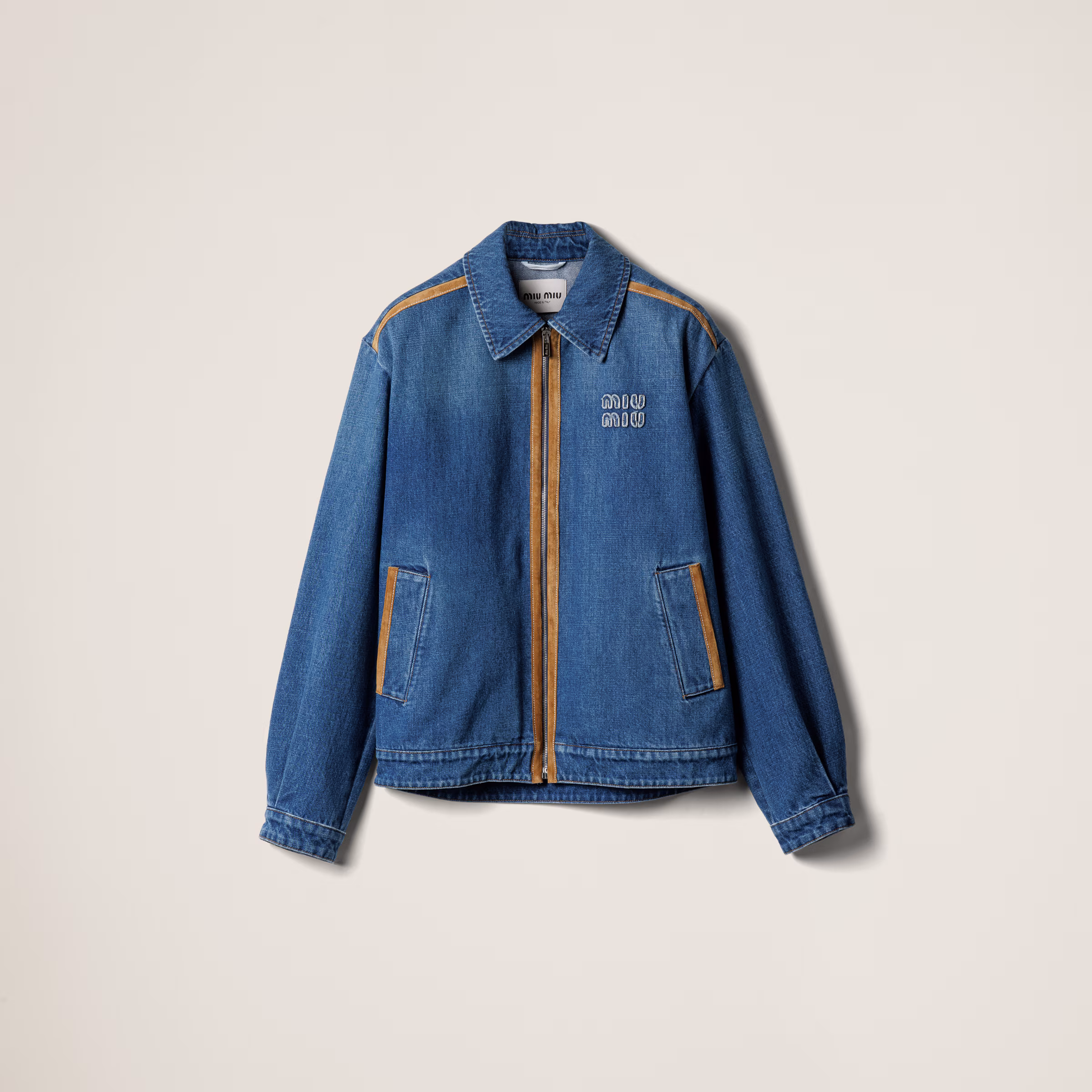 Denim And Leather Blouson Jacket