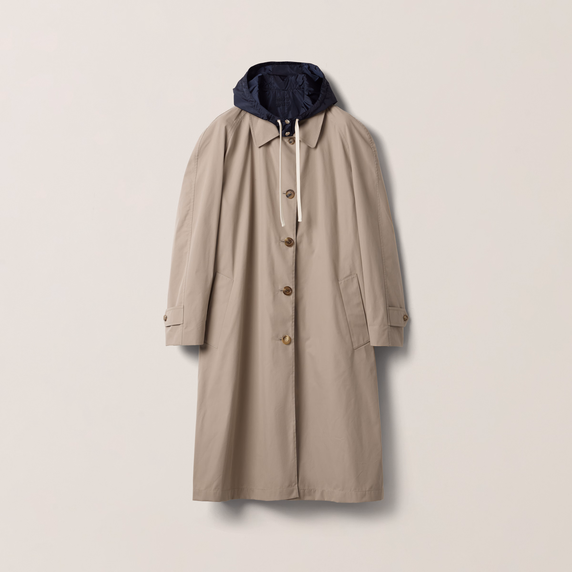 Reversible Single-Breasted Panama Cotton And Technical Pongé Coat