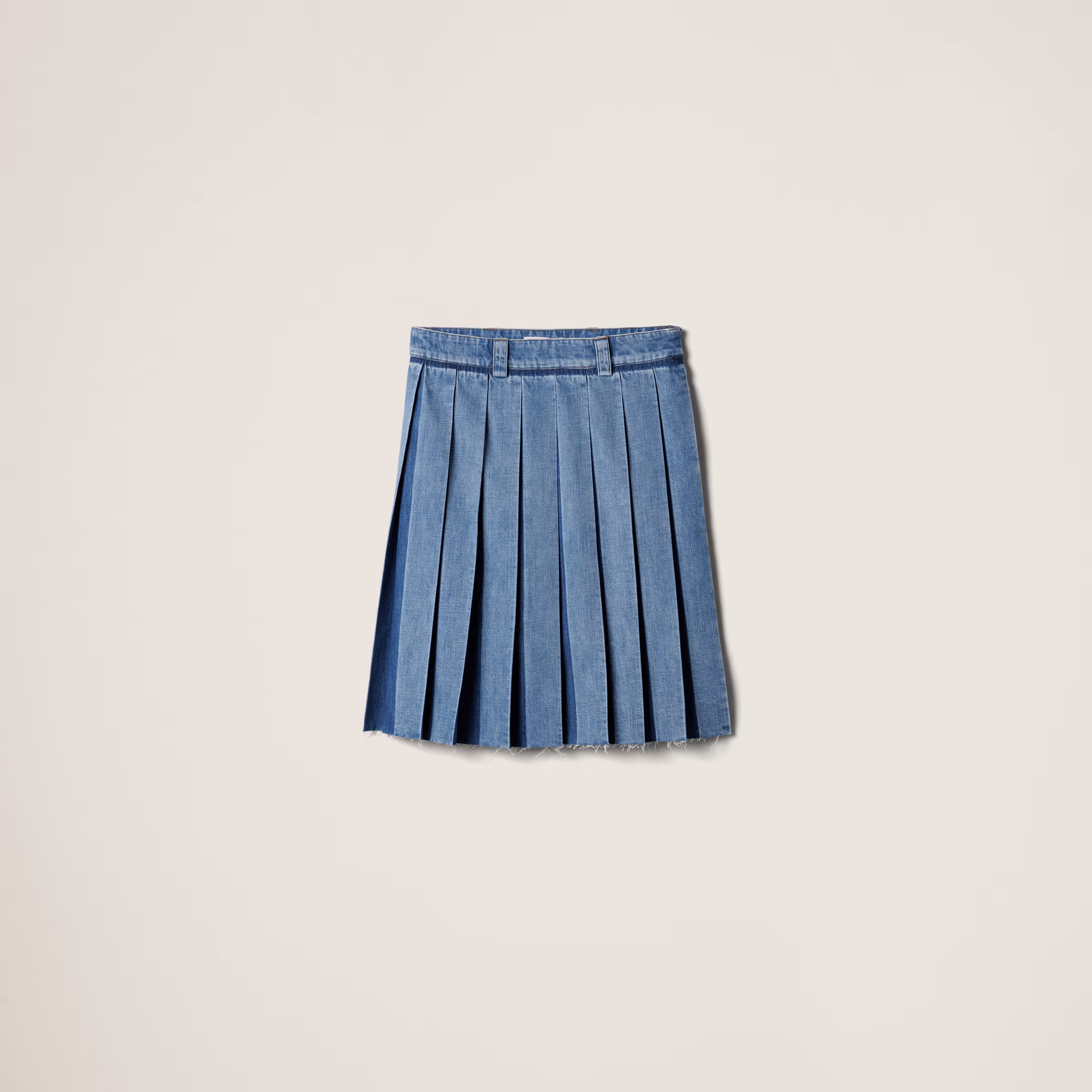 Pleated Denim Skirt