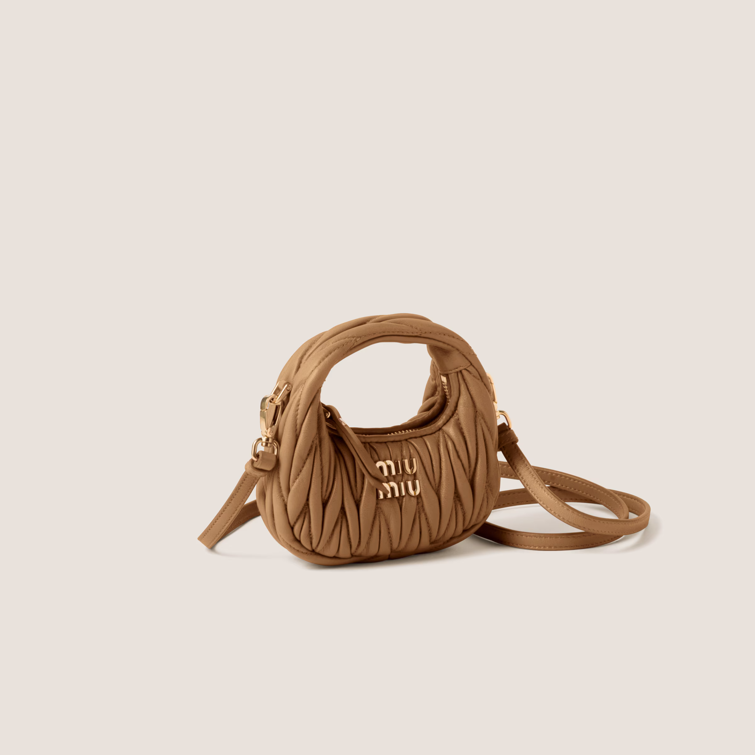 Wander Matelassé Nappa Leather Micro Hobo Bag