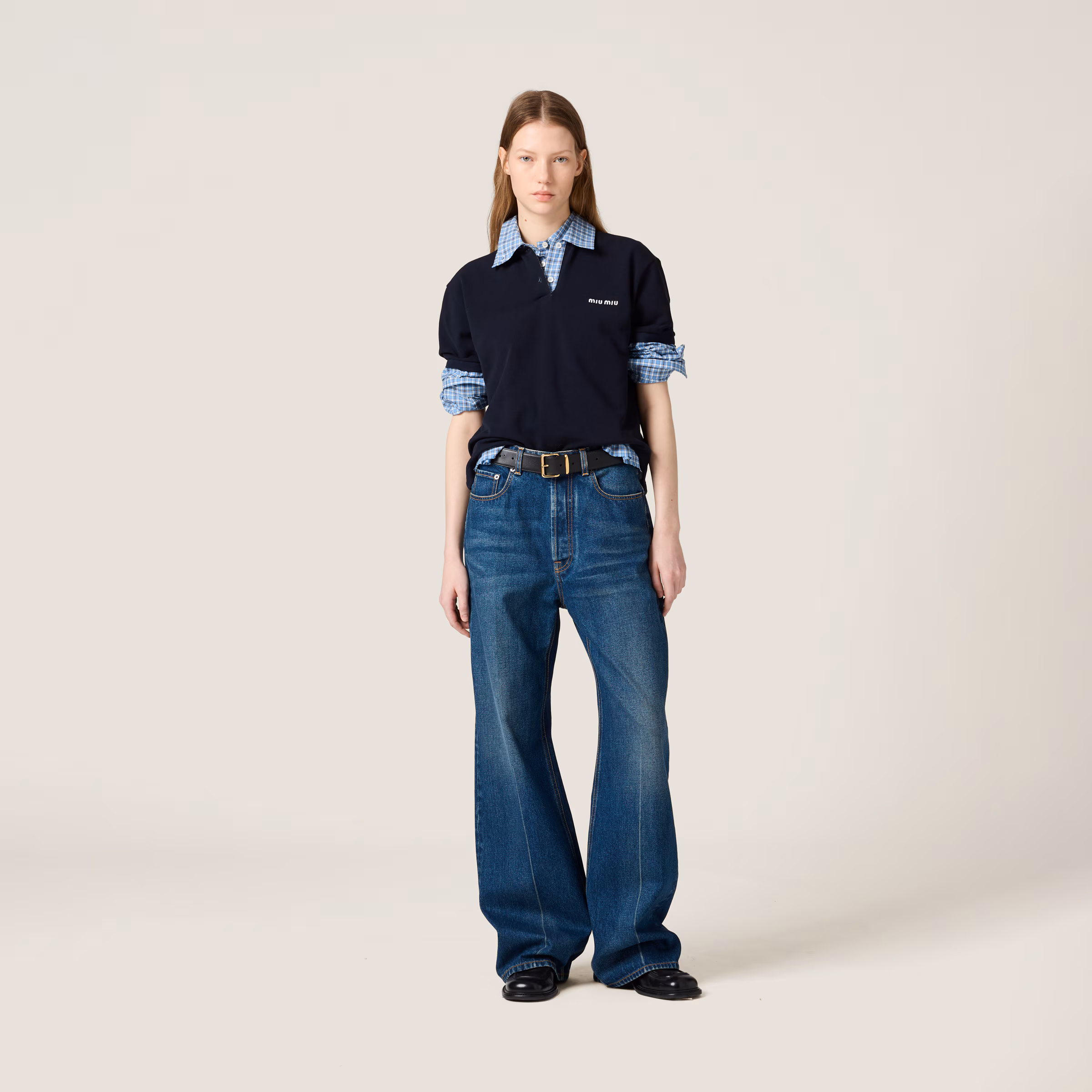 Washed Denim Flared Jeans