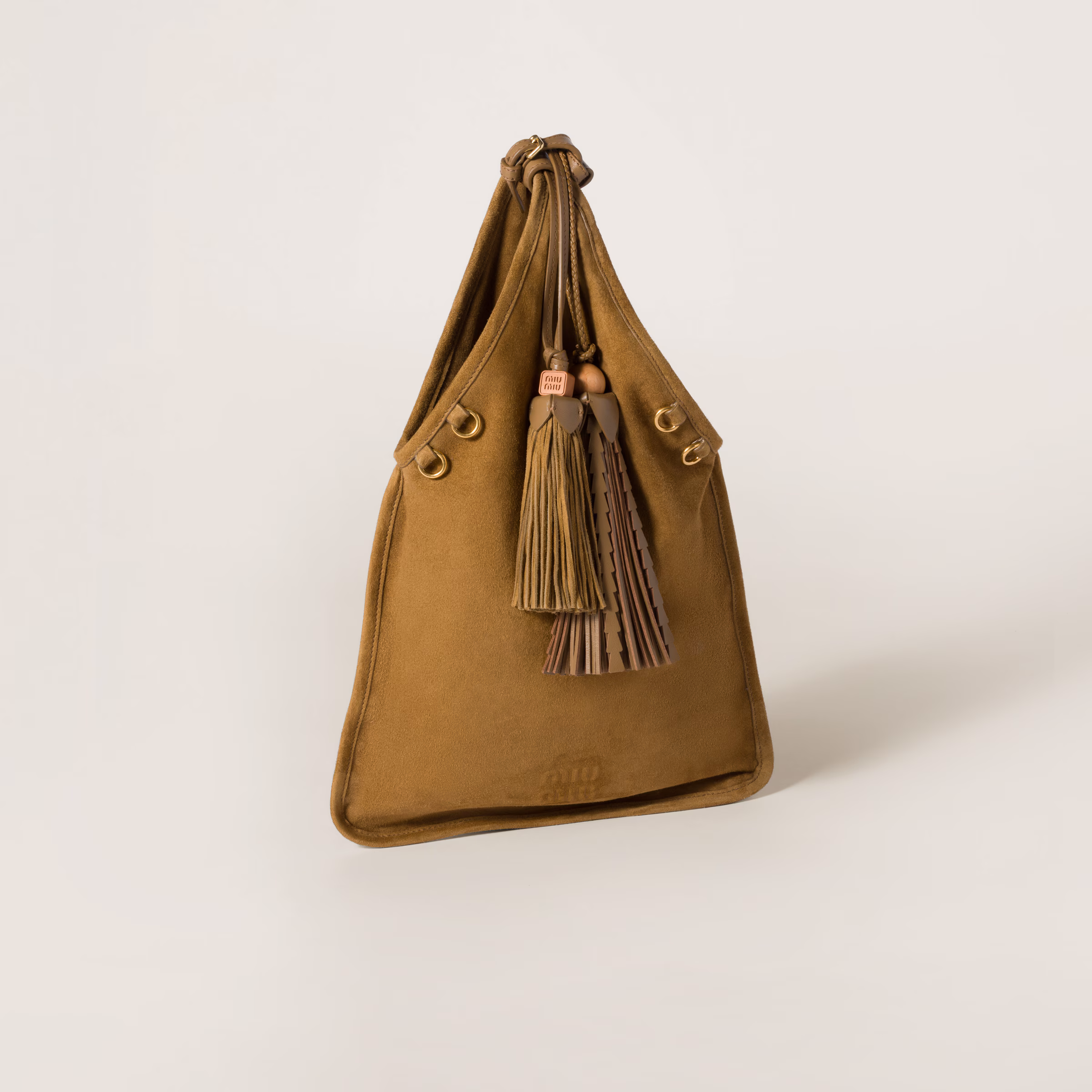 Suede Handbag With Tassels
