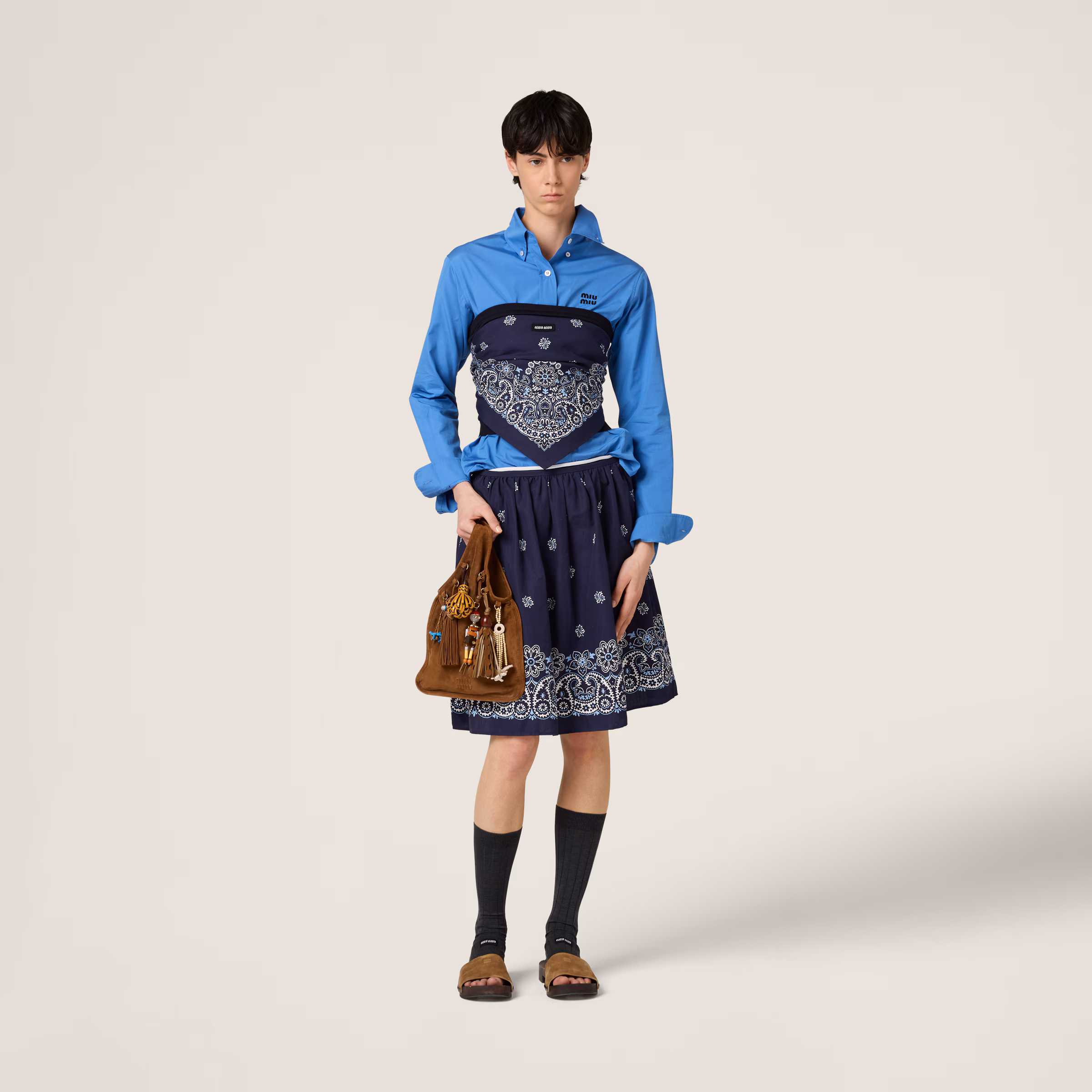 Printed Slubbed Poplin Skirt