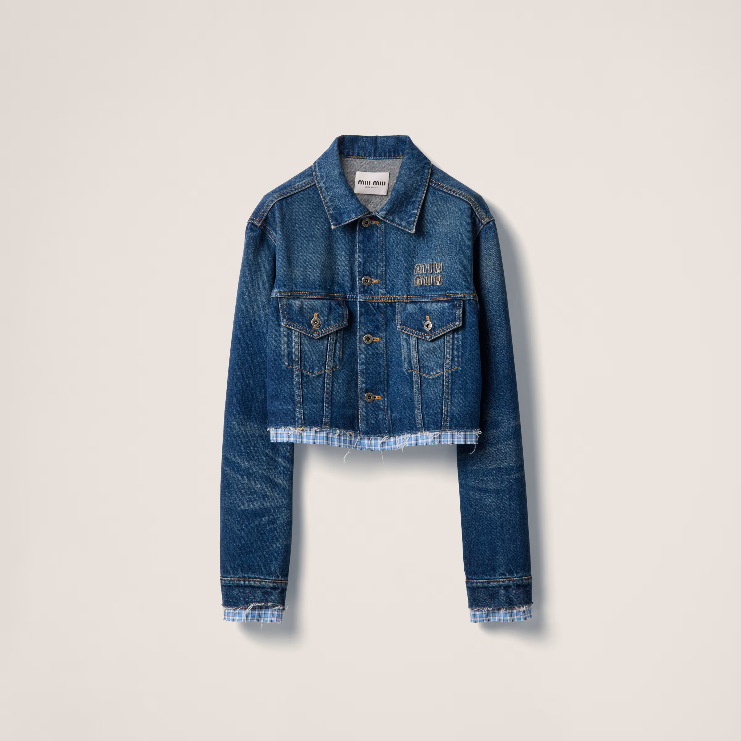 Washed Denim Blouson Jacket