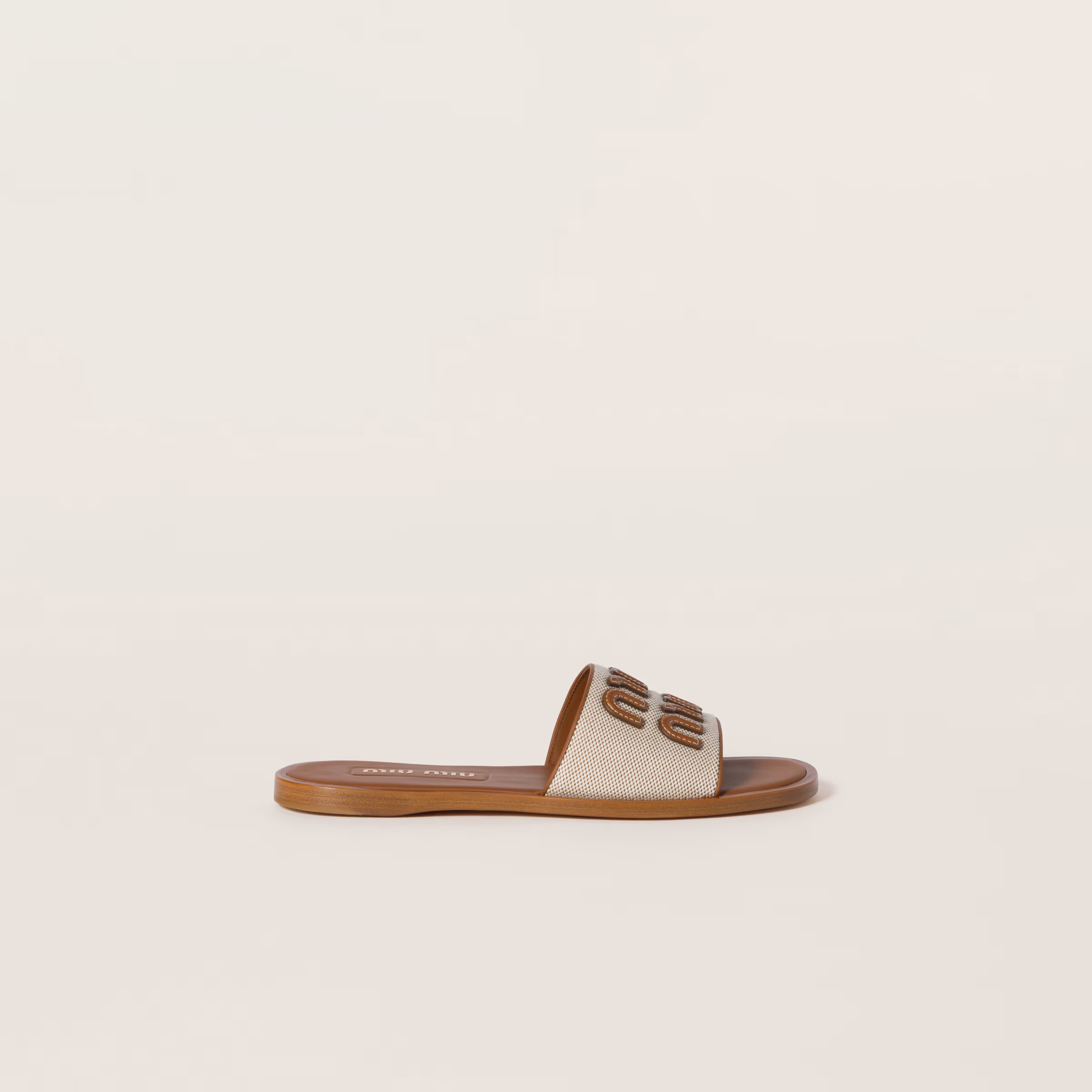 Canvas And Leather Slides