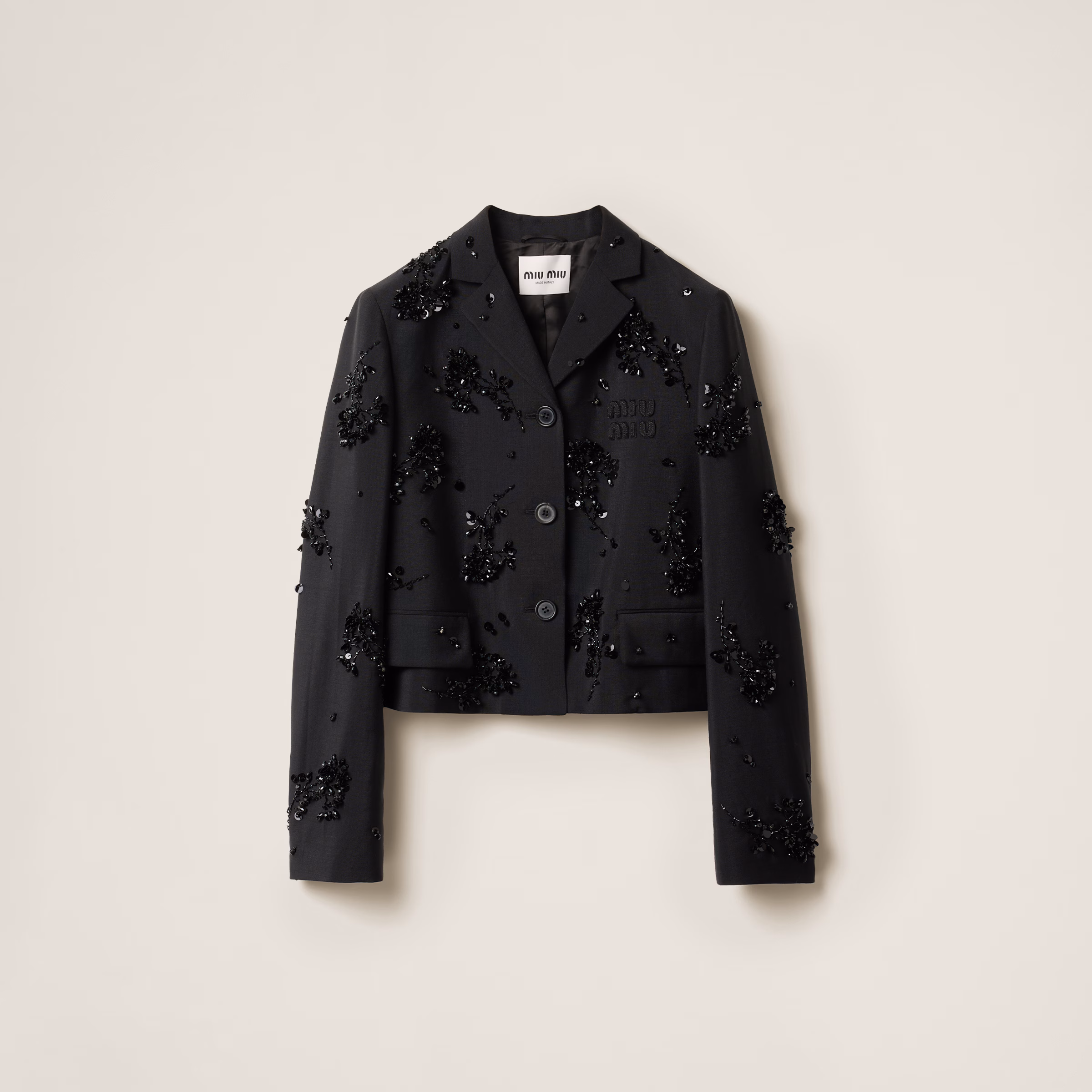 Embroidered Single-Breasted Kid Mohair Jacket
