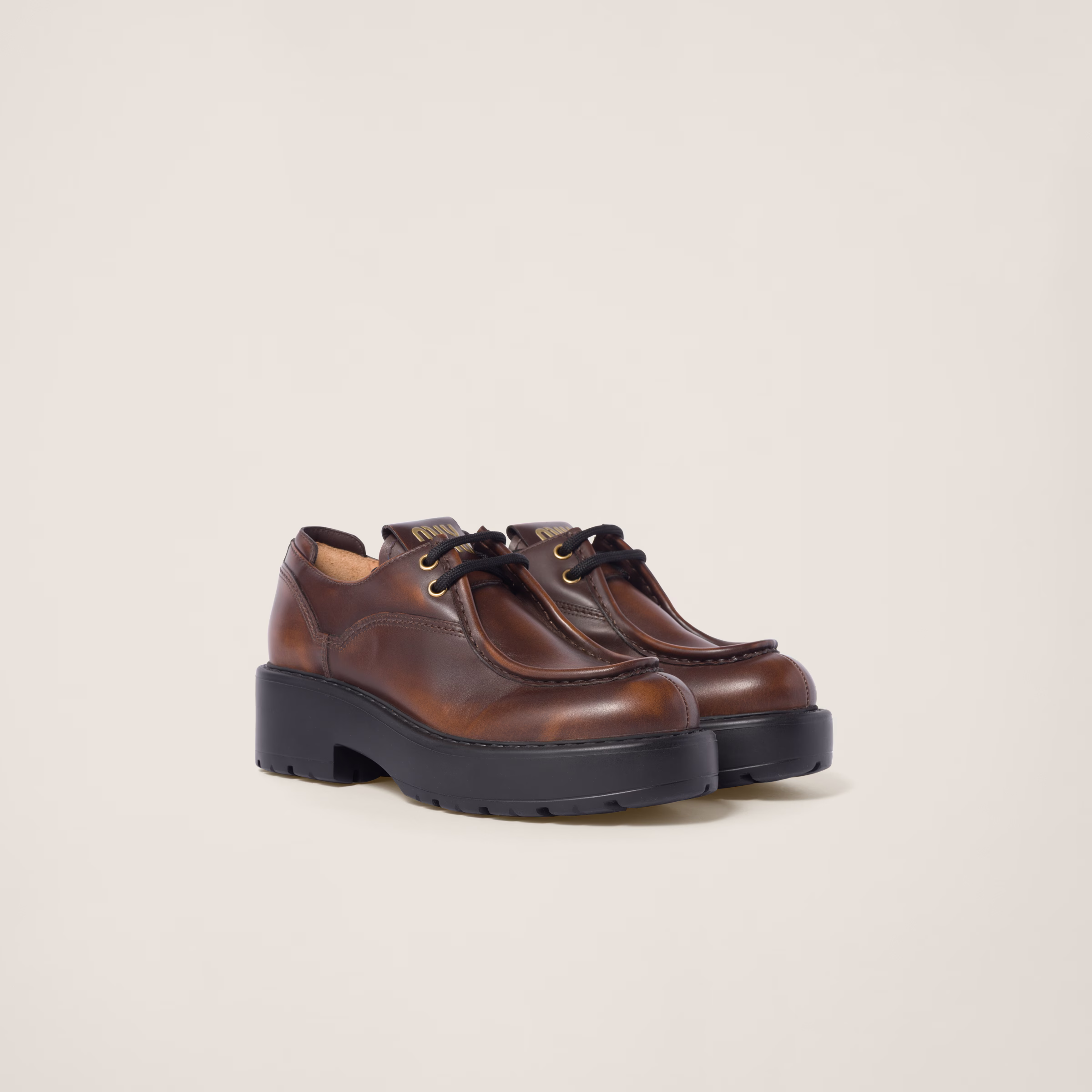 Laced Fumé Leather Shoes
