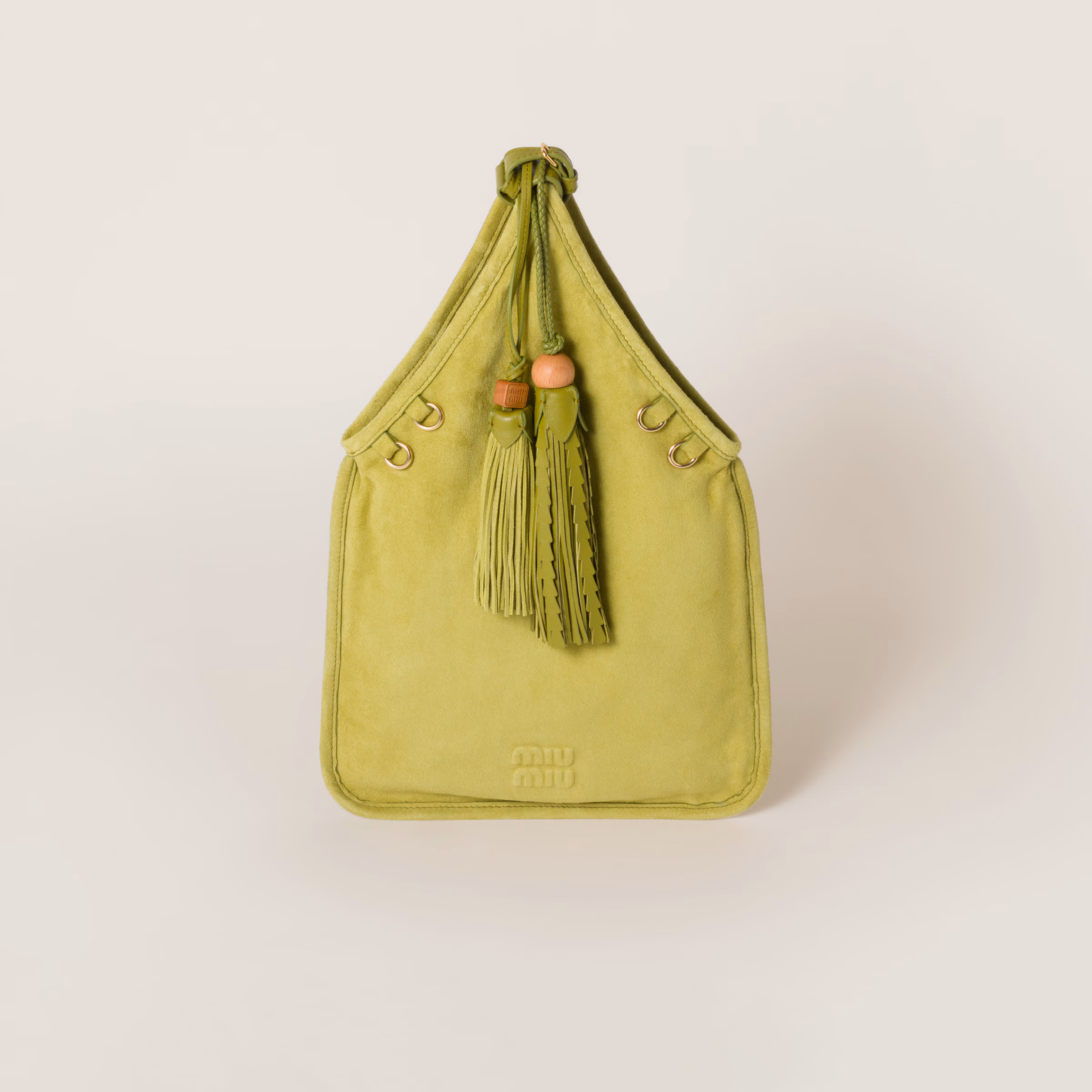 Suede Handbag With Tassels