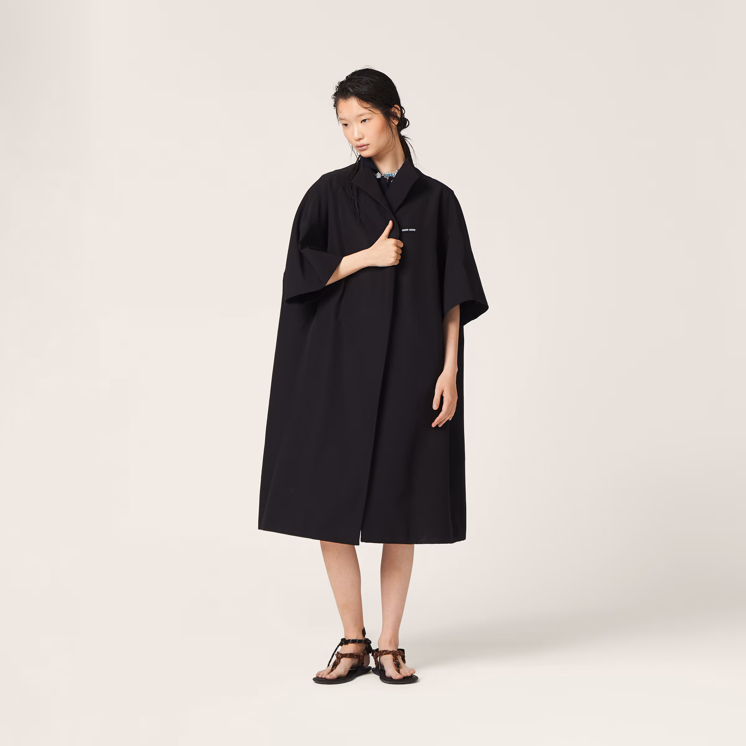 Single-Breasted Grosgrain Cape