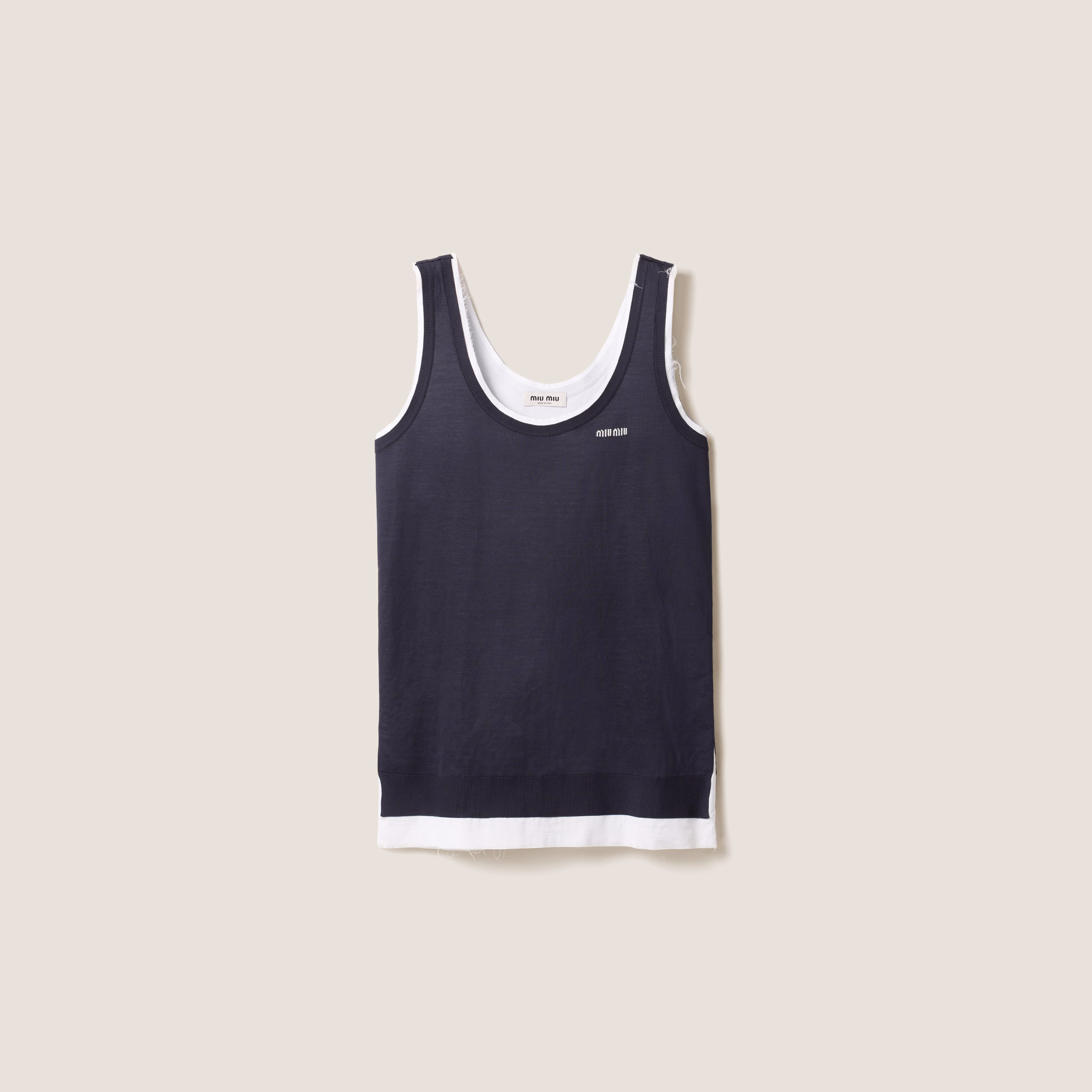 Knit And Poplin Mini-Dress