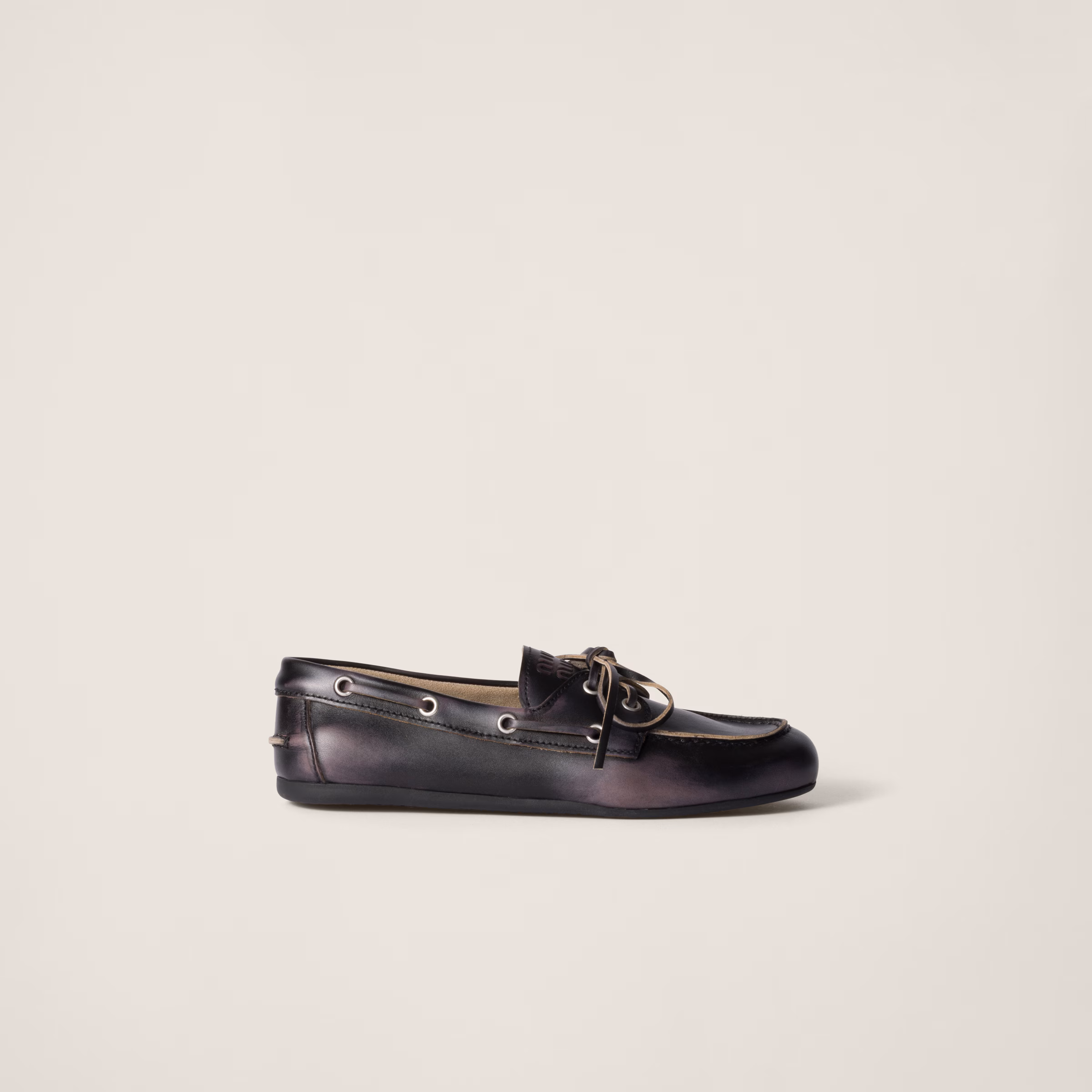 Unlined Bleached Leather Boat Shoes