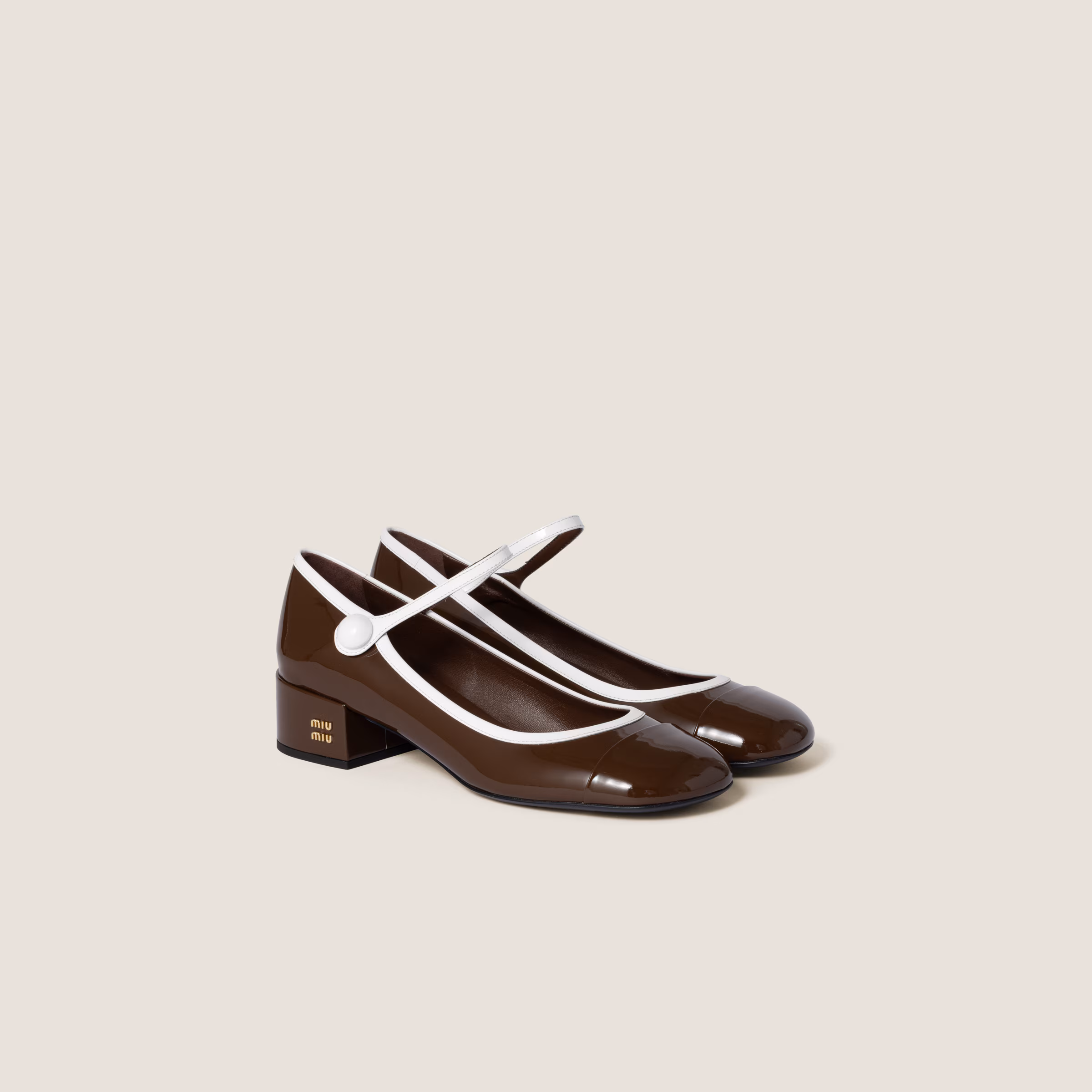 Two-Tone Patent Leather Mary Jane Pumps