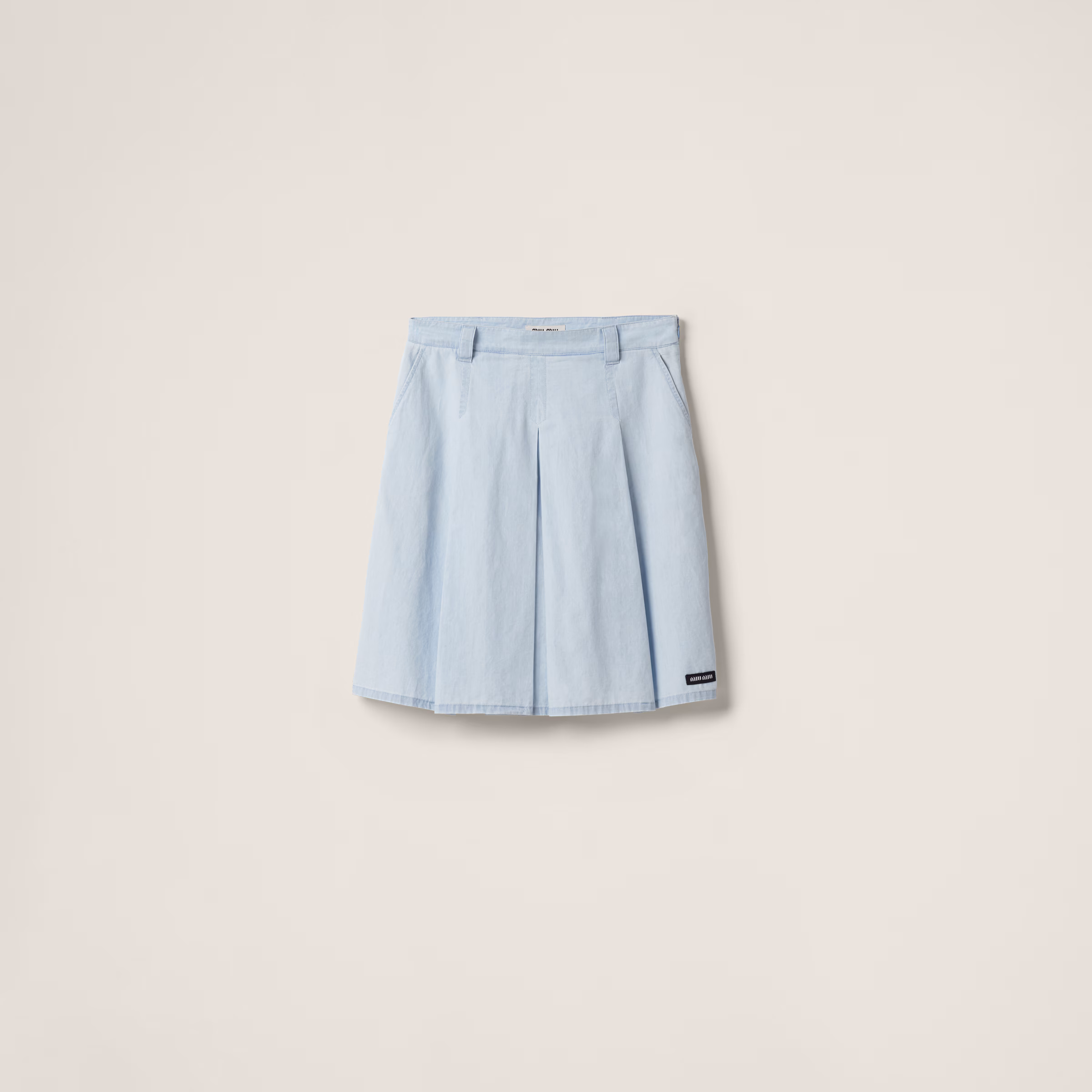Pleated Chambray Skirt