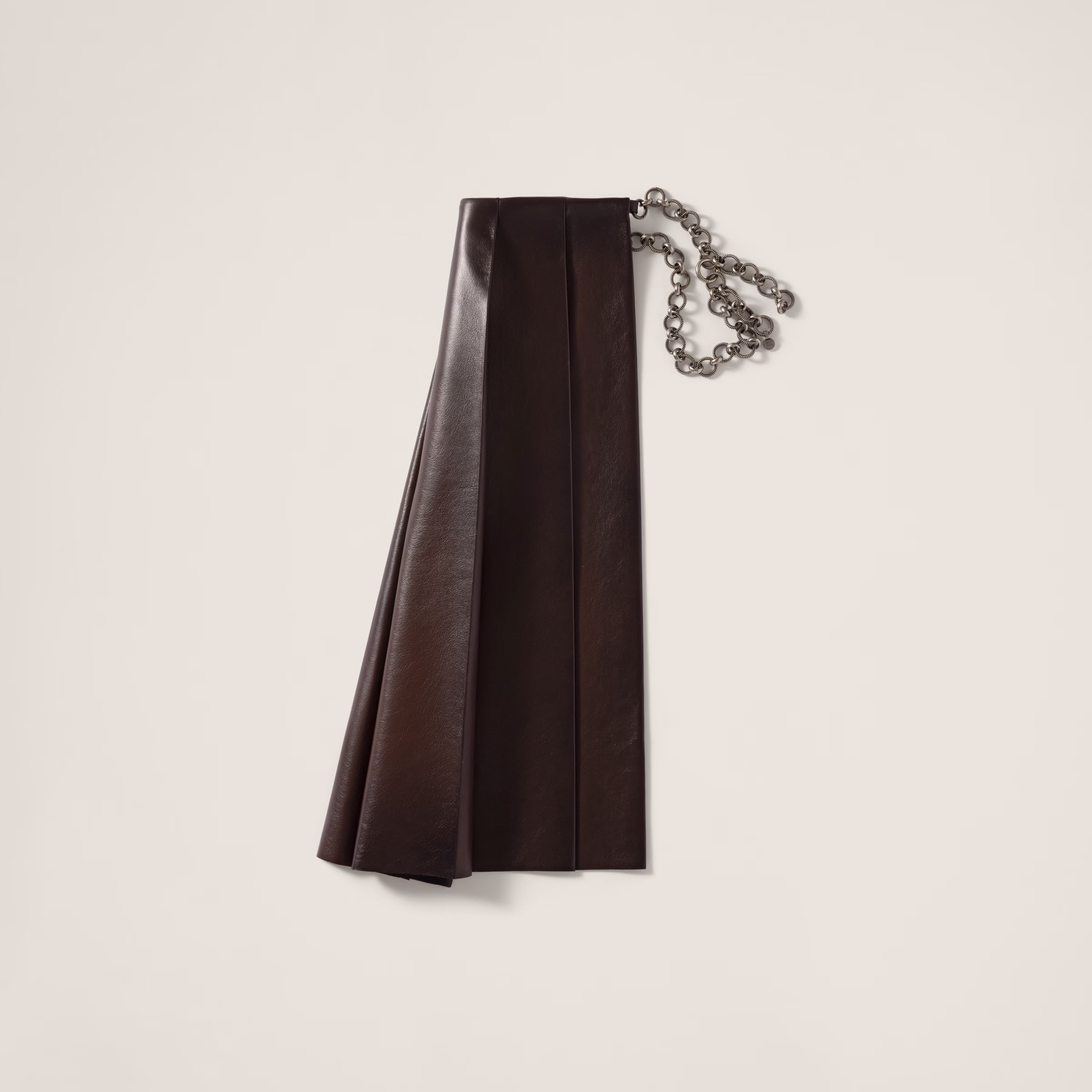 Pleated Nappa Leather Skirt