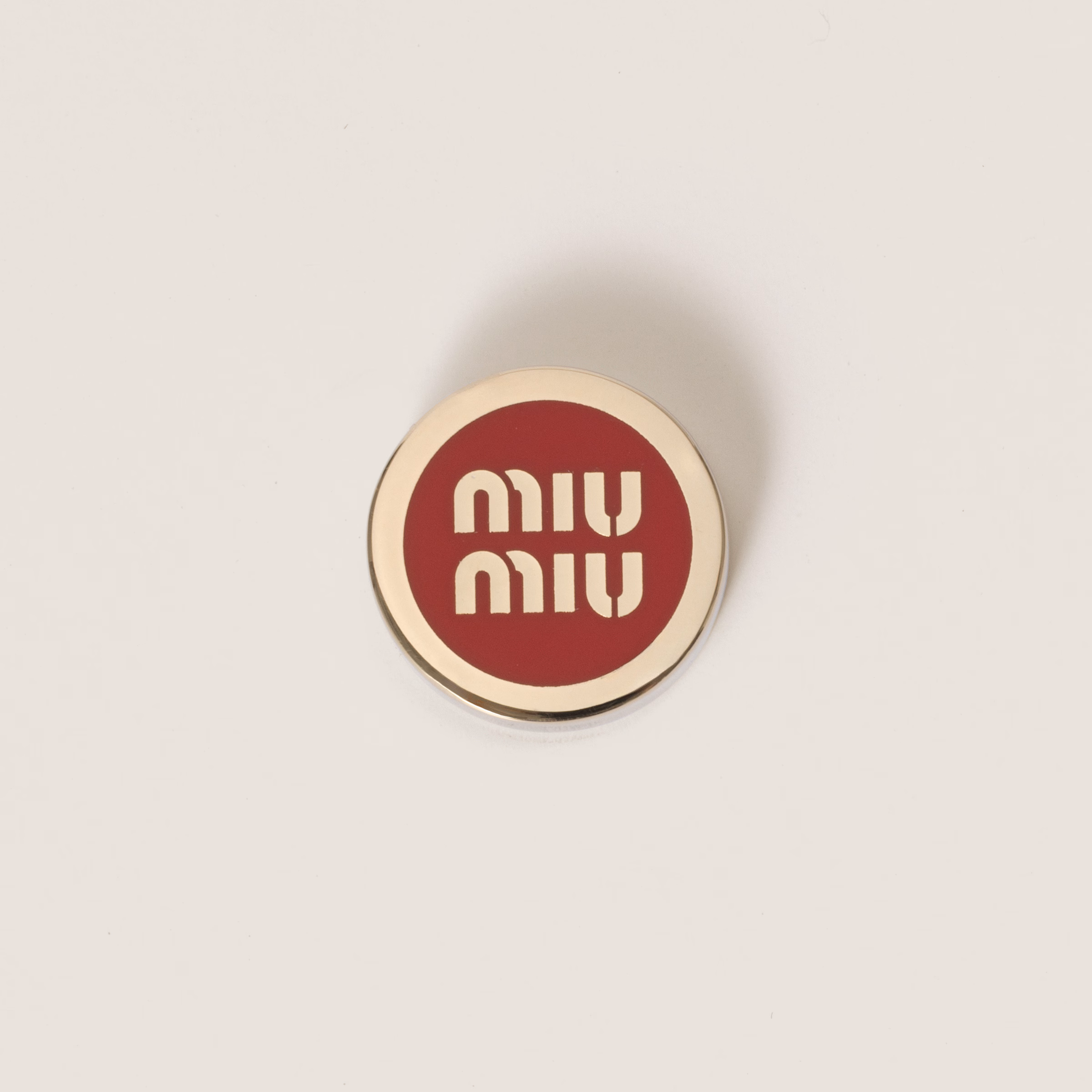 Enameled Metal Logo Brooch