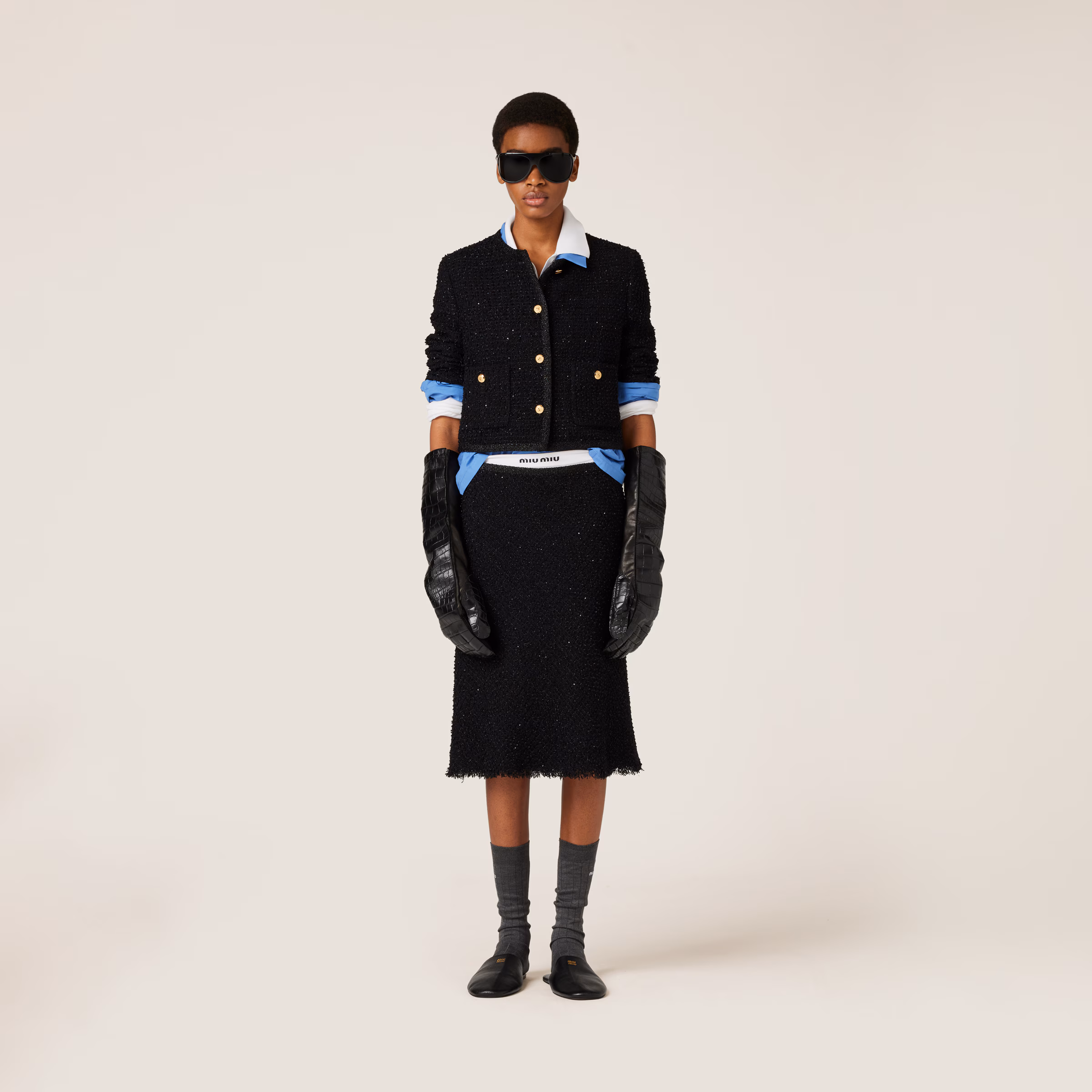 Lamé Bouclé Skirt
