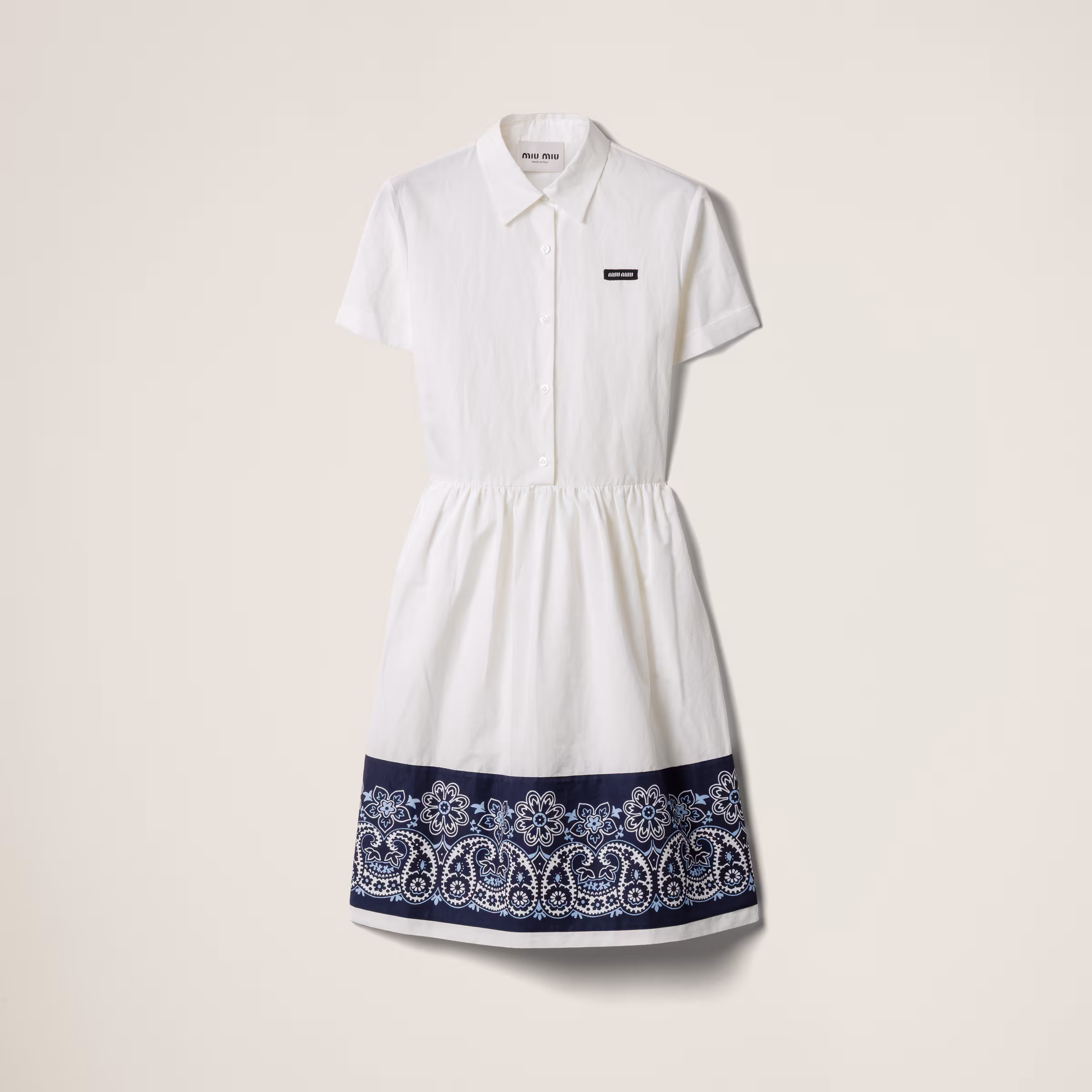 Slubbed Poplin Dress With Print
