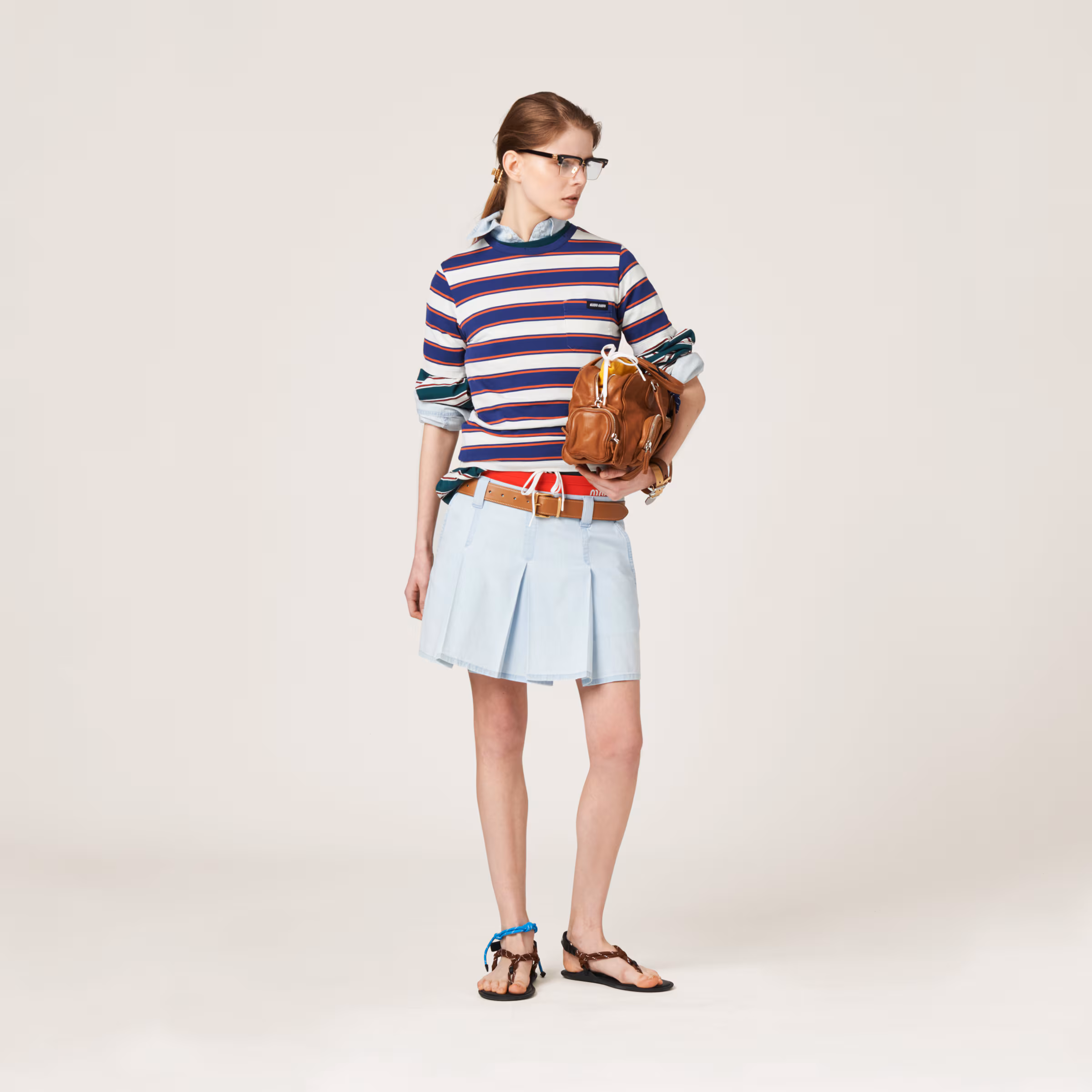 Pleated Chambray Skirt