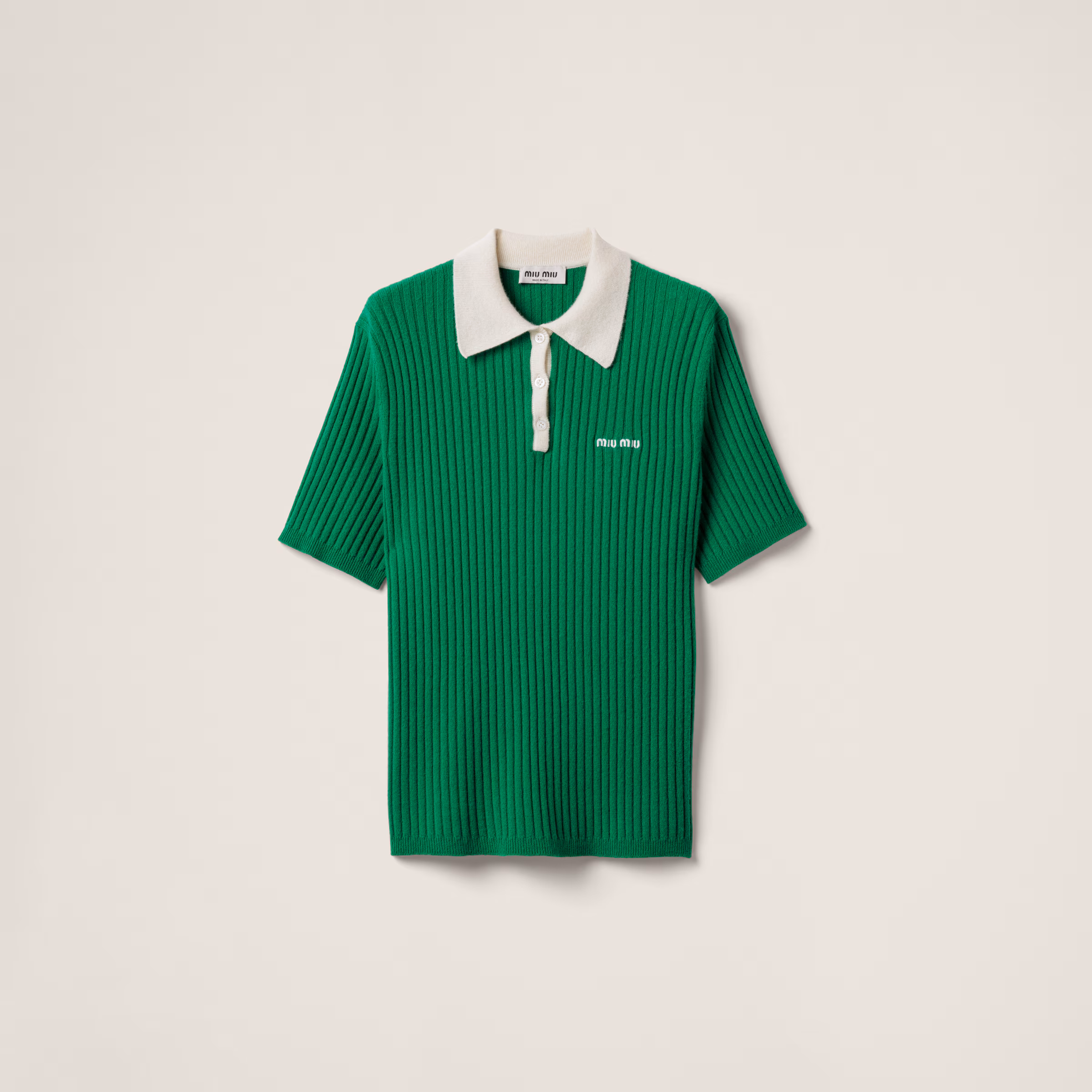 Ribbed Cashmere Polo Shirt